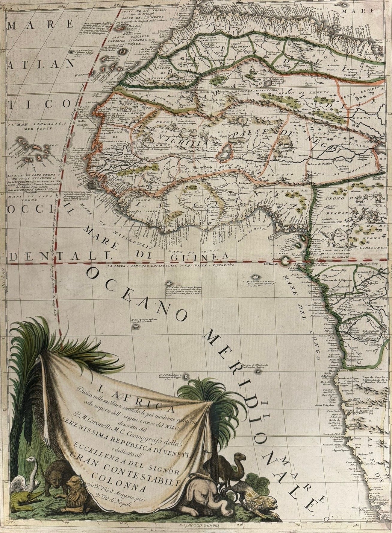 “L’Africa divisa nelle sue Parti secondo le piu moderne relationi…” - Vincenzo Coronelli (1650 – 1718) - Atlante Veneto published in Venice c1690