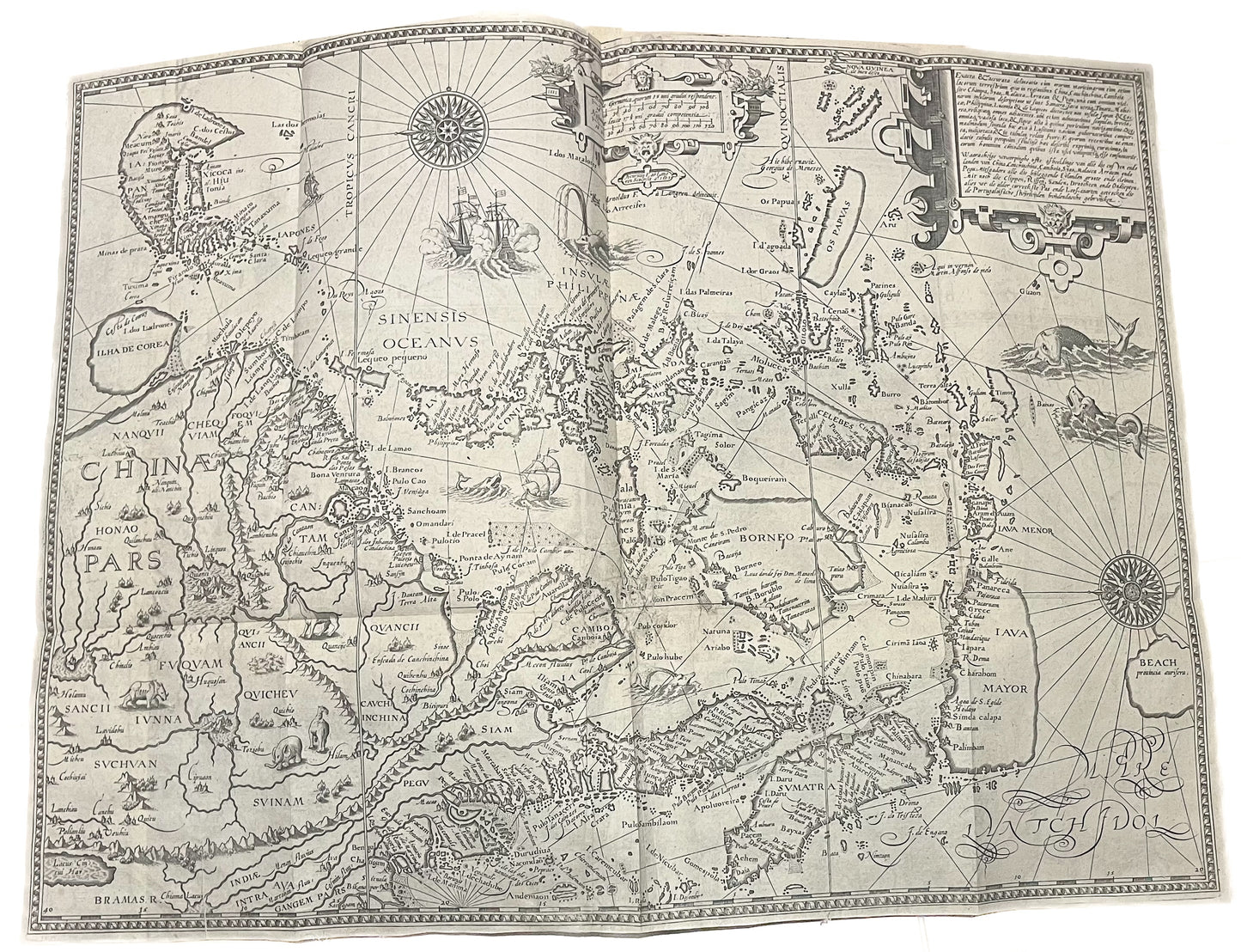 Linschoten - 1596 - "Exacta & Accurata Delineatio cum Orarum Maritimarum tum etjam locorum terrestrium quae in Regionibus China, Cauchinchina, Camboja sive Champa, Syao, Malacca, Arracan & Pegu..."