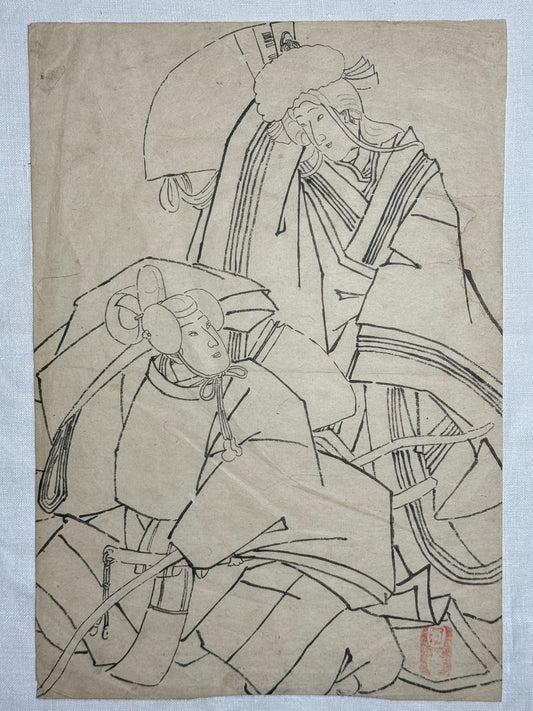 Unidentified mid-19th Century Japanese Preparatory drawing or Shita-e/Gako