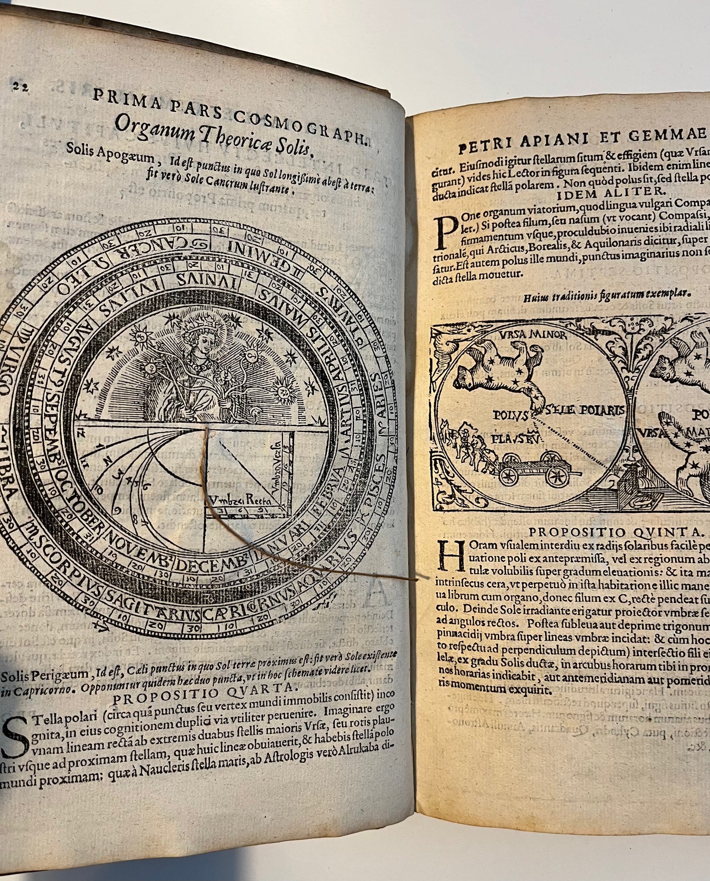 "Cosmographia" Peter Apian (Apianus) & Gemma Frisius - World Map and 4 Volvelles - 1584