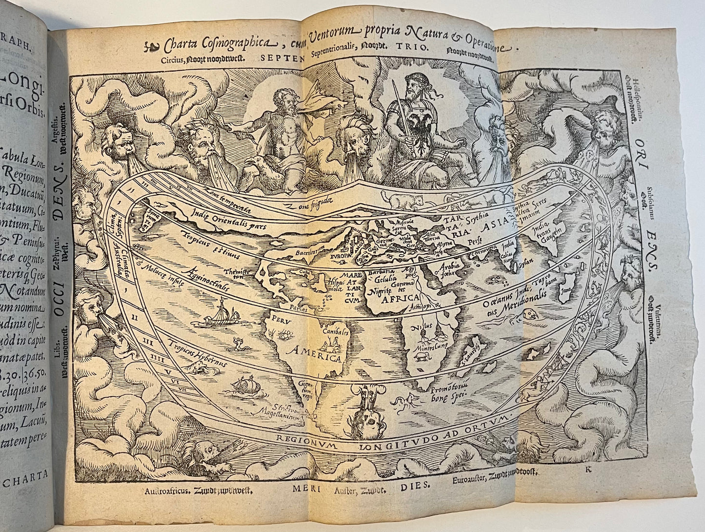 "Cosmographia" Peter Apian (Apianus) & Gemma Frisius - World Map and 4 Volvelles - 1584