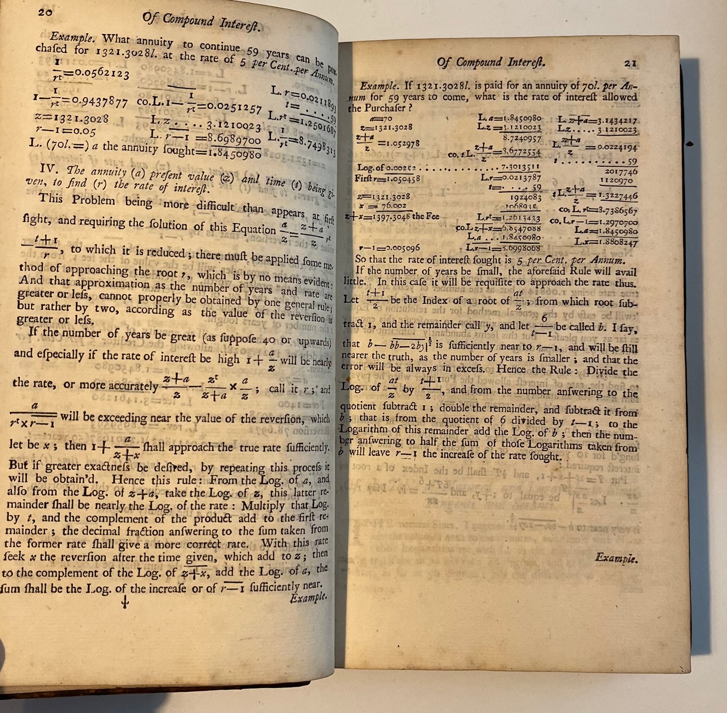 Sherwin's Mathematical Tables - Mount and Page 1741 - Halley and Newton