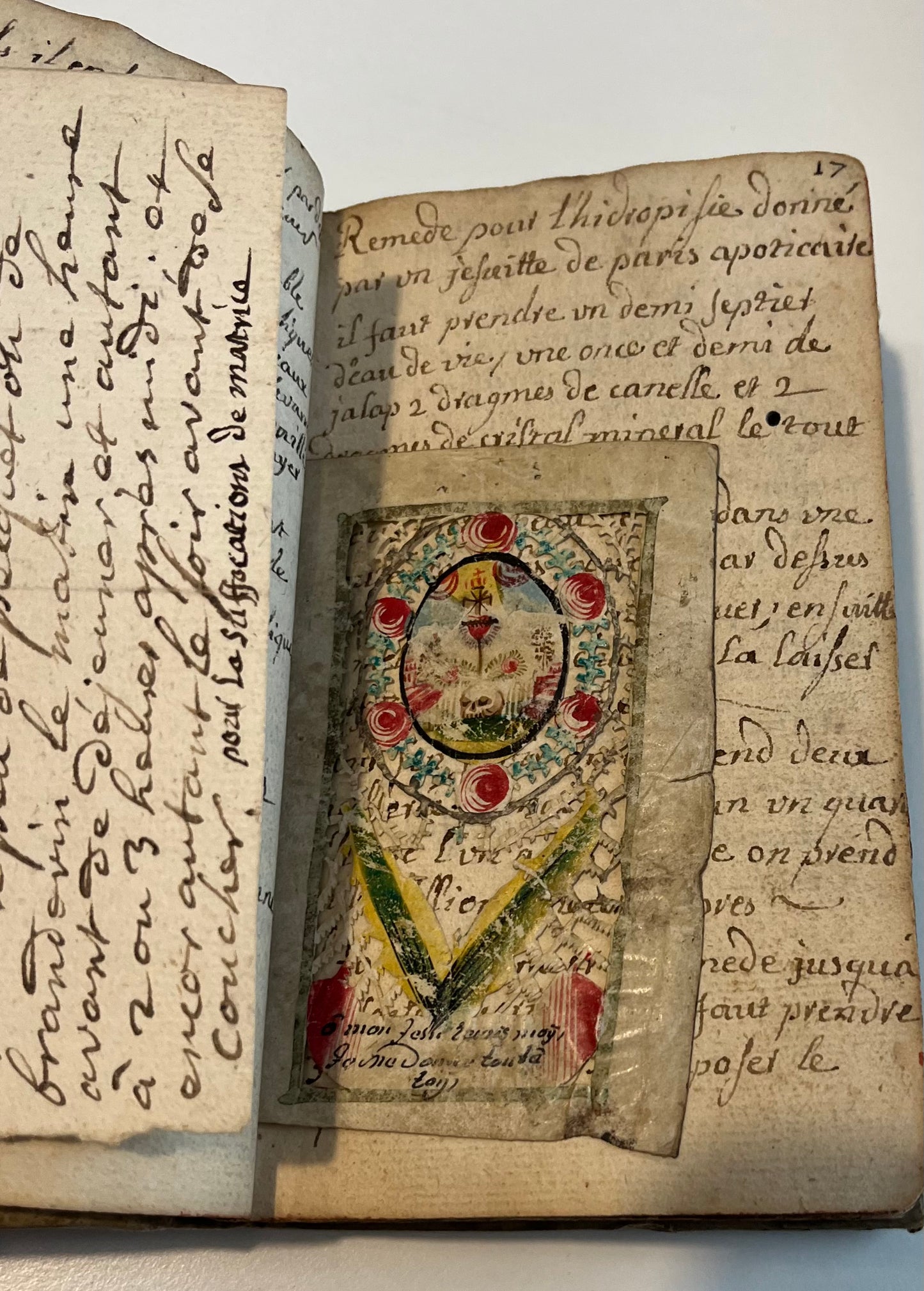 Early 18th Century Manuscript Medical book - Dragons blood and powdered Mummy -  15th Century Antiphonal leaf binding - 18th Century Prayers inserted