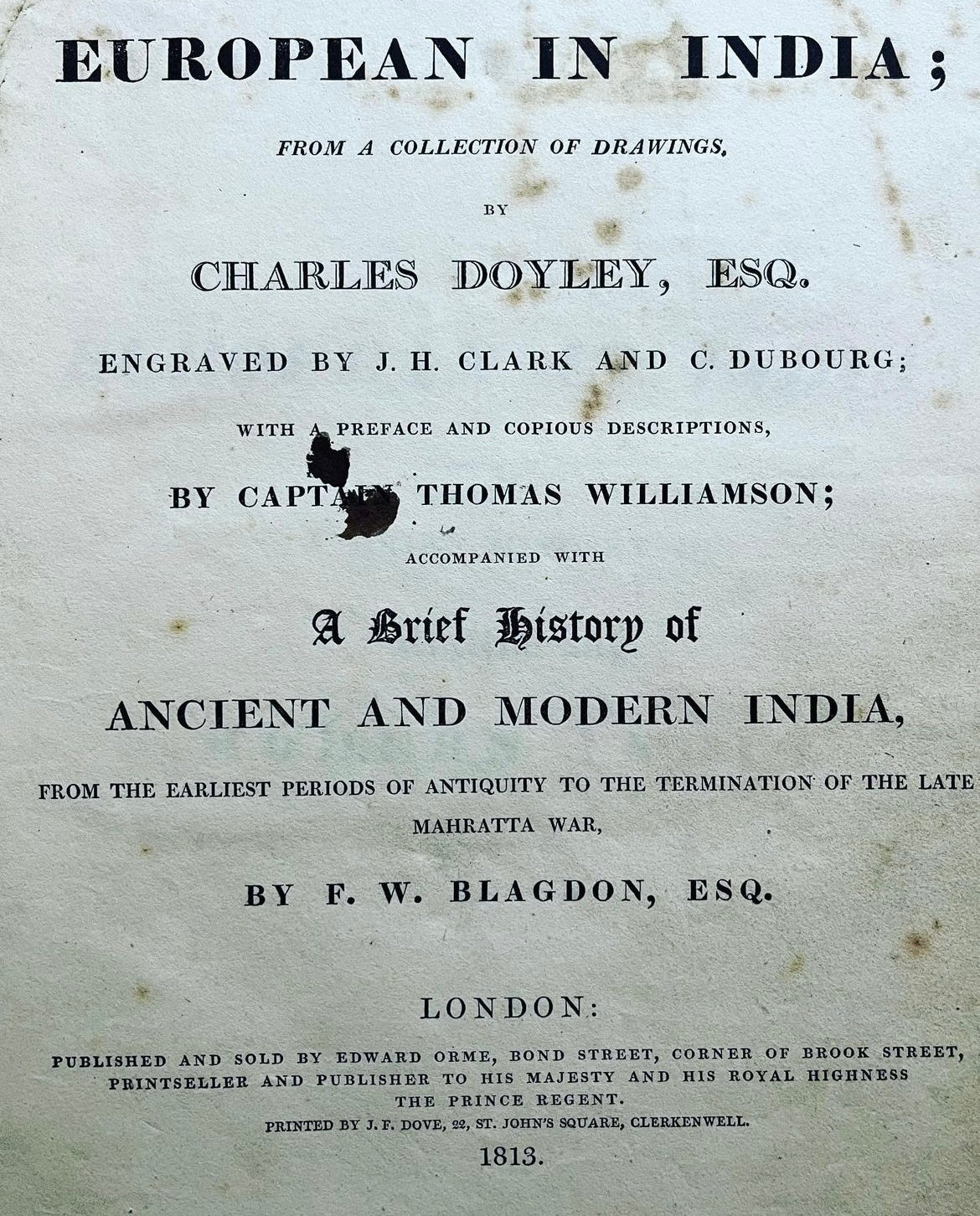 The European in India - Charles Doyley - Complete Illustrated edition - 1813