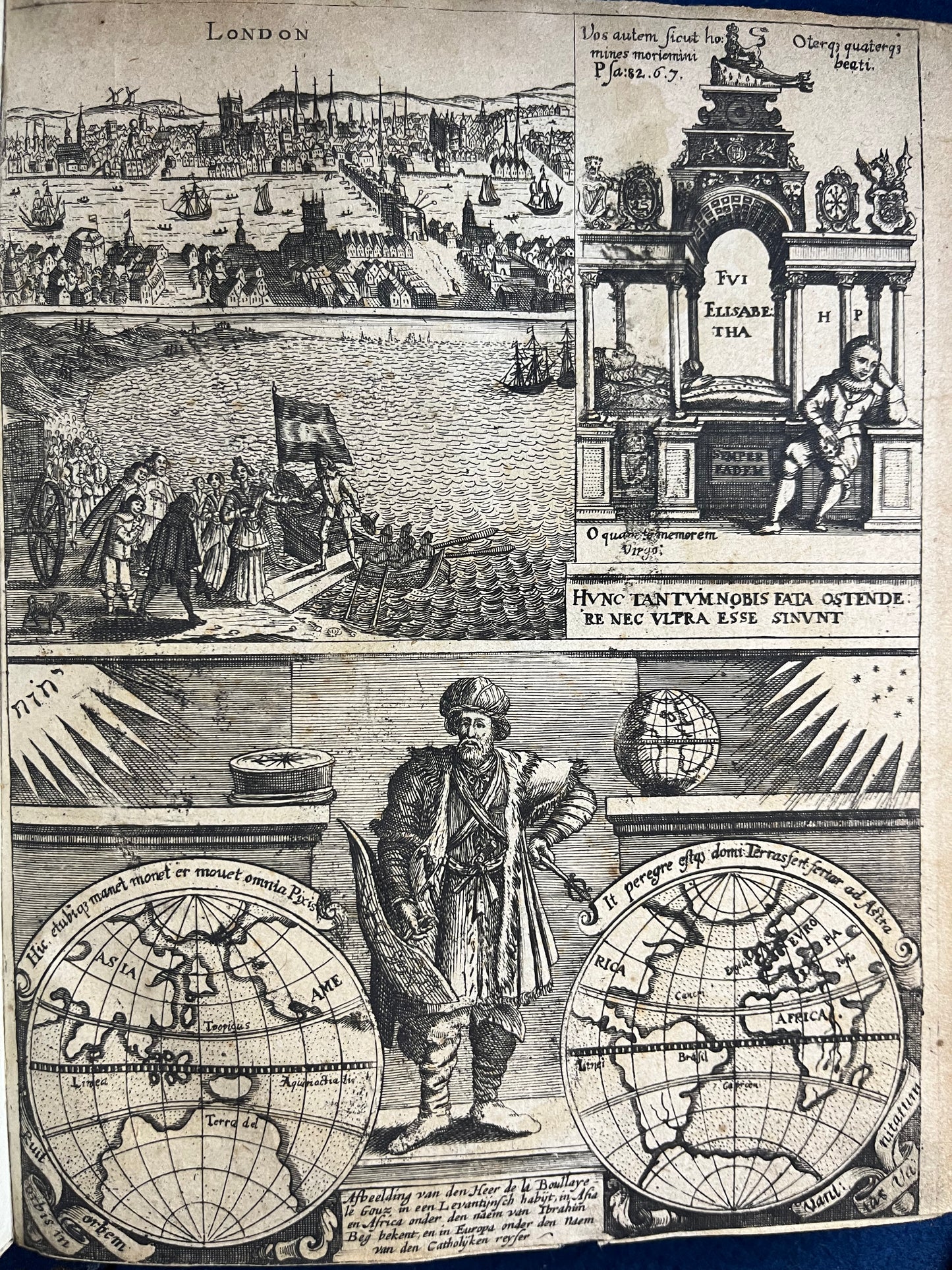 De Reyse en Optkeningh Van den Heer Boulaye le Gouz - Middle East, India, Oxford, Globe Theatre London.