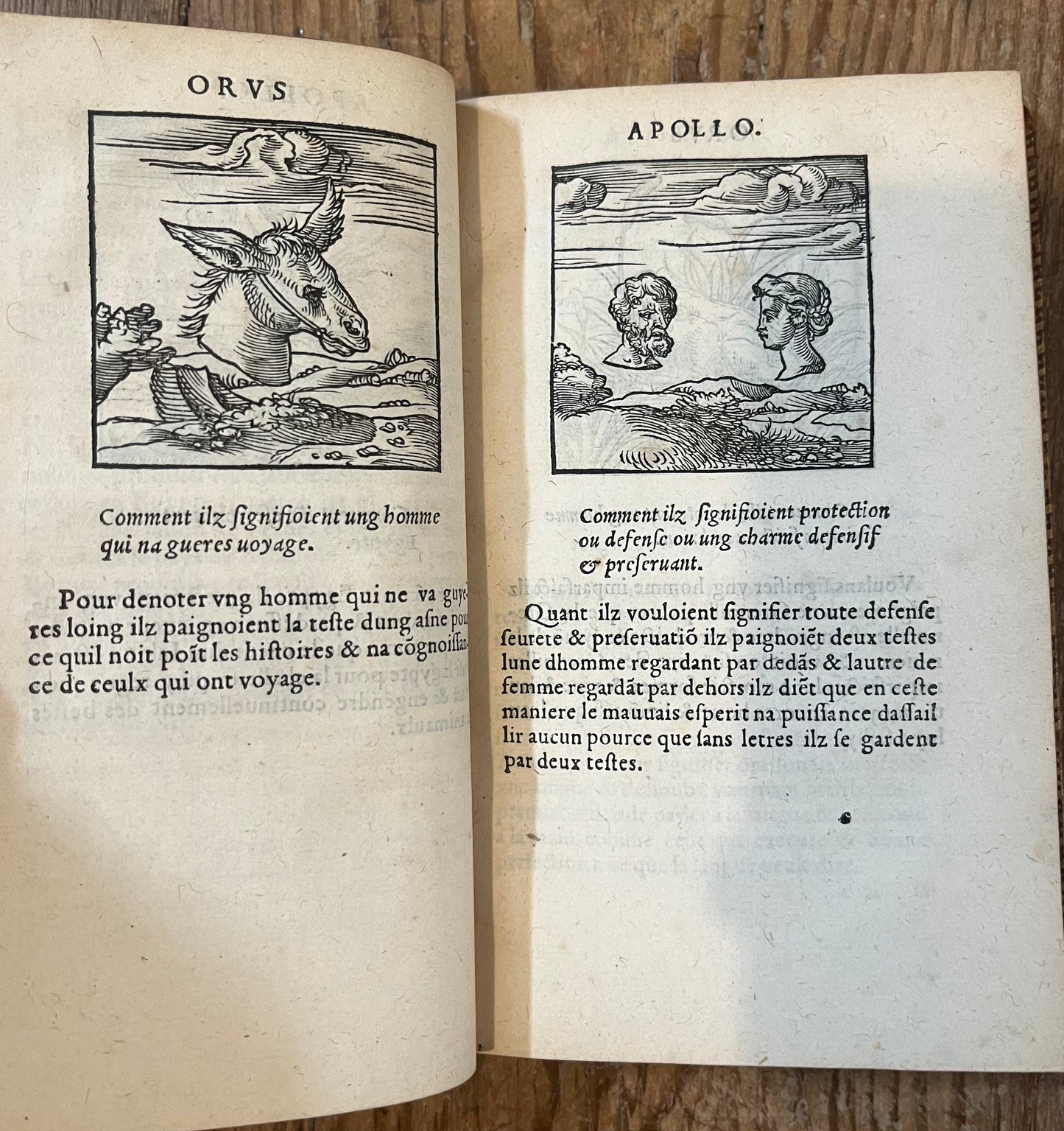 FIRST ILLUSTRATED EDITION - De la signification des notes hieroglyphiques des Aegyptiens - Orus Apollo (Horapollo) - Jacques Kerver - 1543