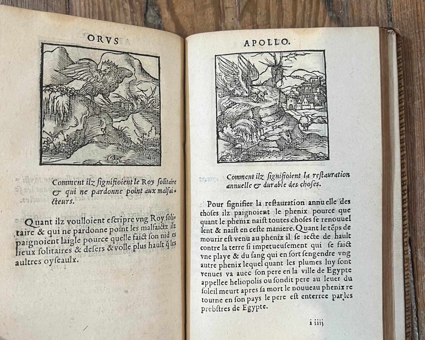 FIRST ILLUSTRATED EDITION - De la signification des notes hieroglyphiques des Aegyptiens - Orus Apollo (Horapollo) - Jacques Kerver - 1543