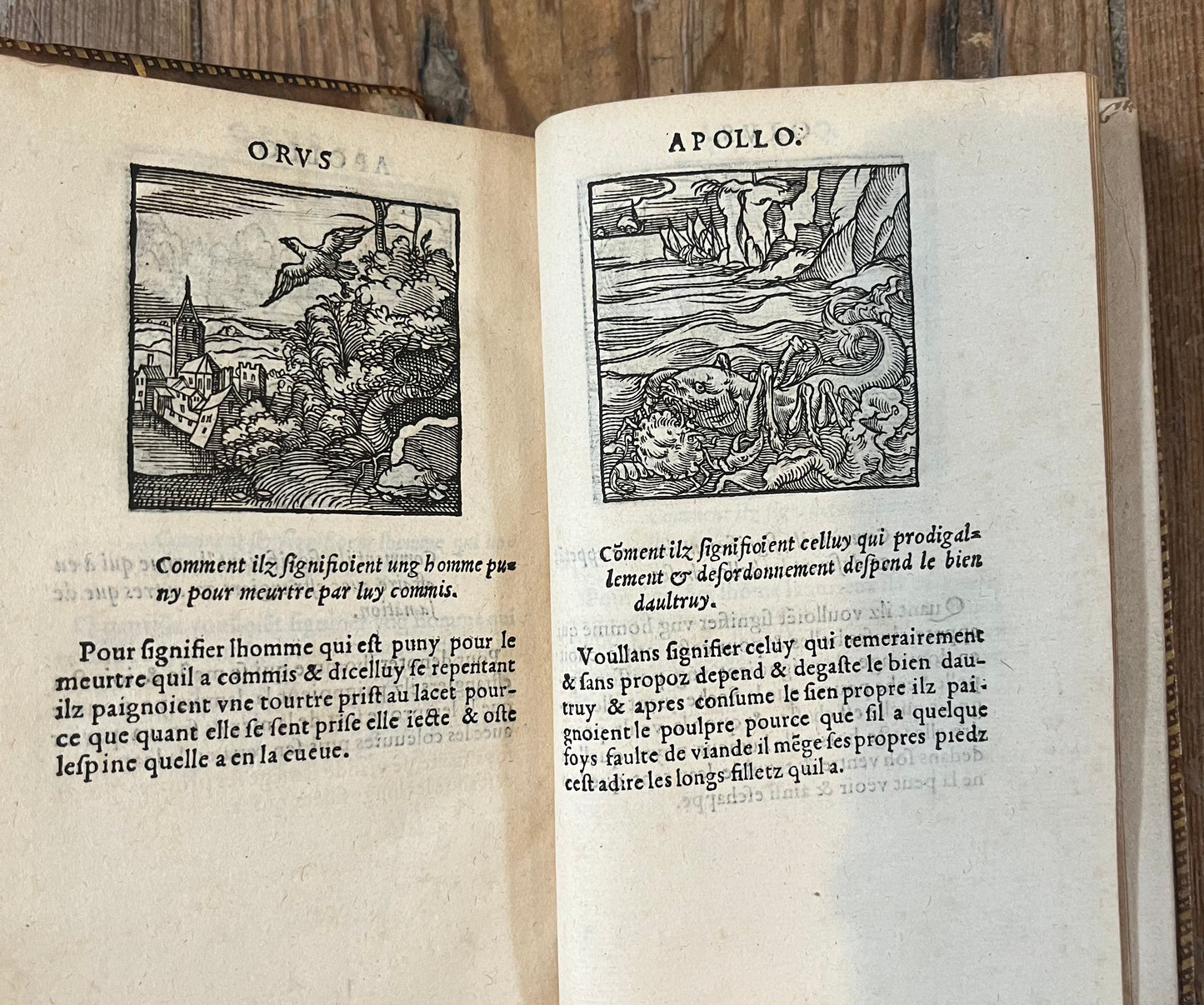 FIRST ILLUSTRATED EDITION - De la signification des notes hieroglyphiques des Aegyptiens - Orus Apollo (Horapollo) - Jacques Kerver - 1543