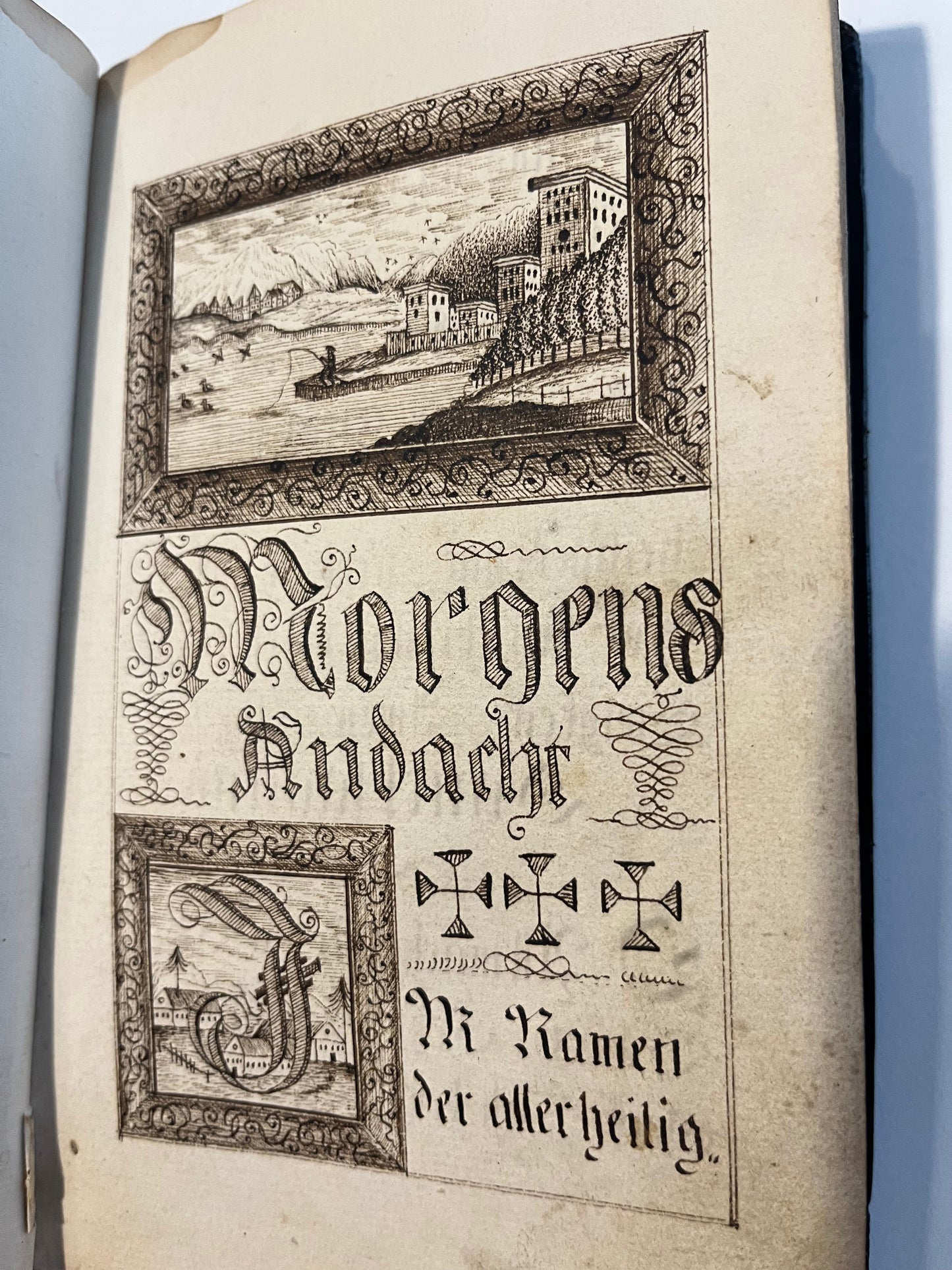 c1820 Austrian Manuscript Prayer book with "Eye of Providence" illustration