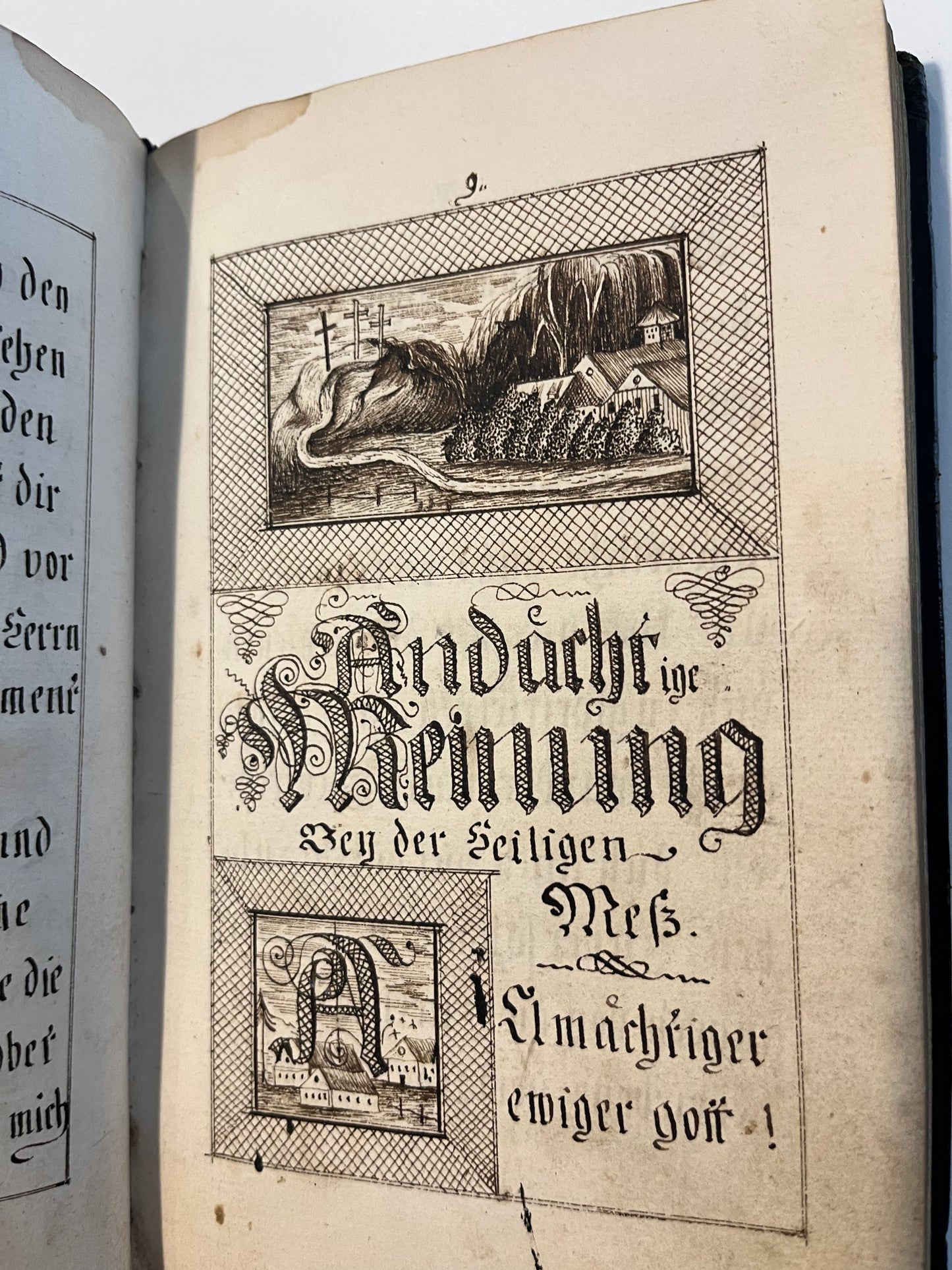 c1820 Austrian Manuscript Prayer book with "Eye of Providence" illustration