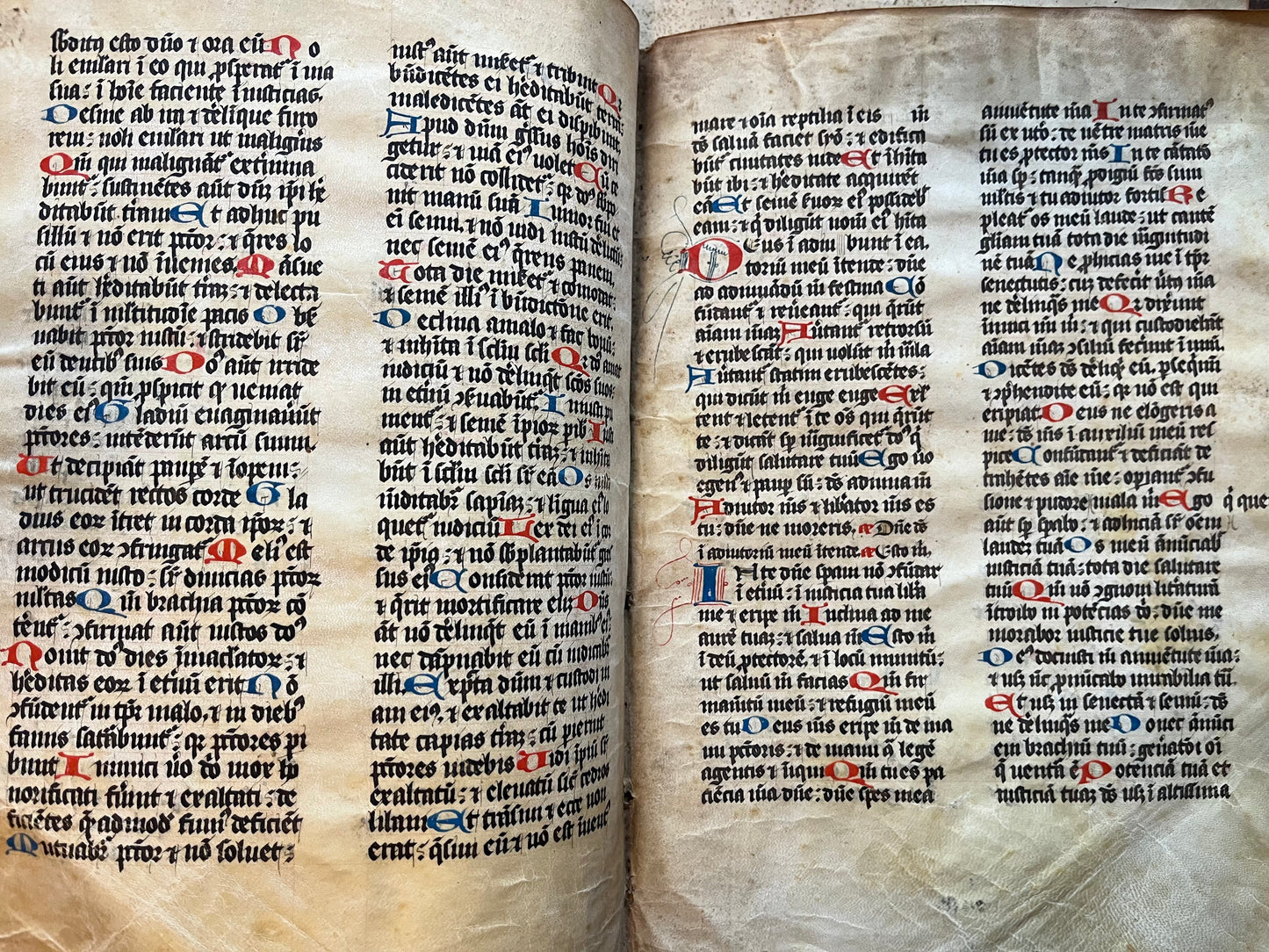 14th Century Missal Fragment of 28 leaves with beautiful decorative lettering