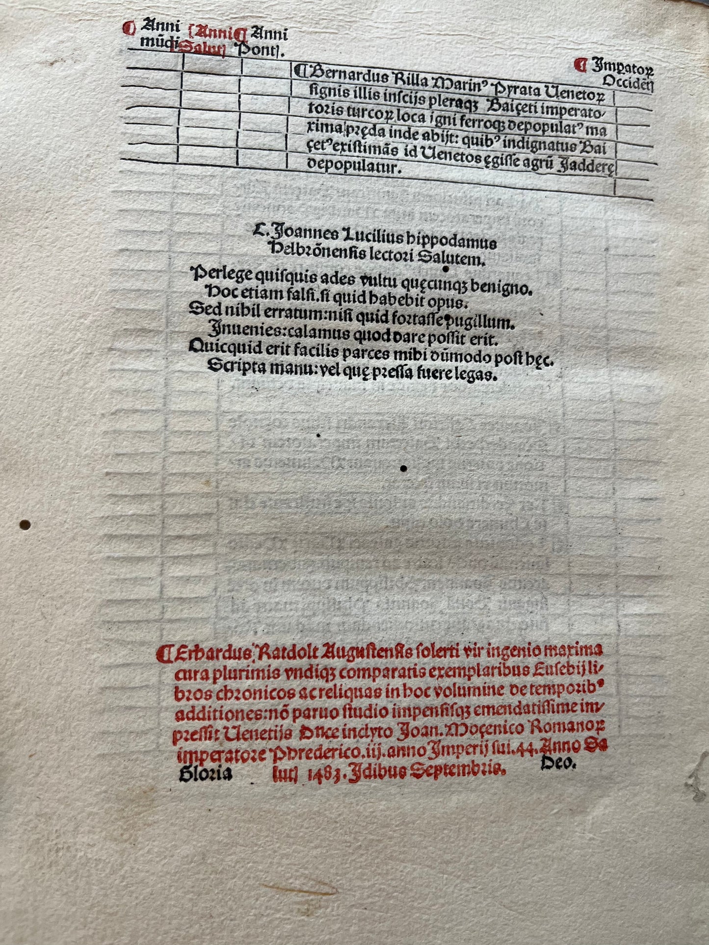 Incunabula - Eusebius's Chronicon - Erhard Ratdolt 1483