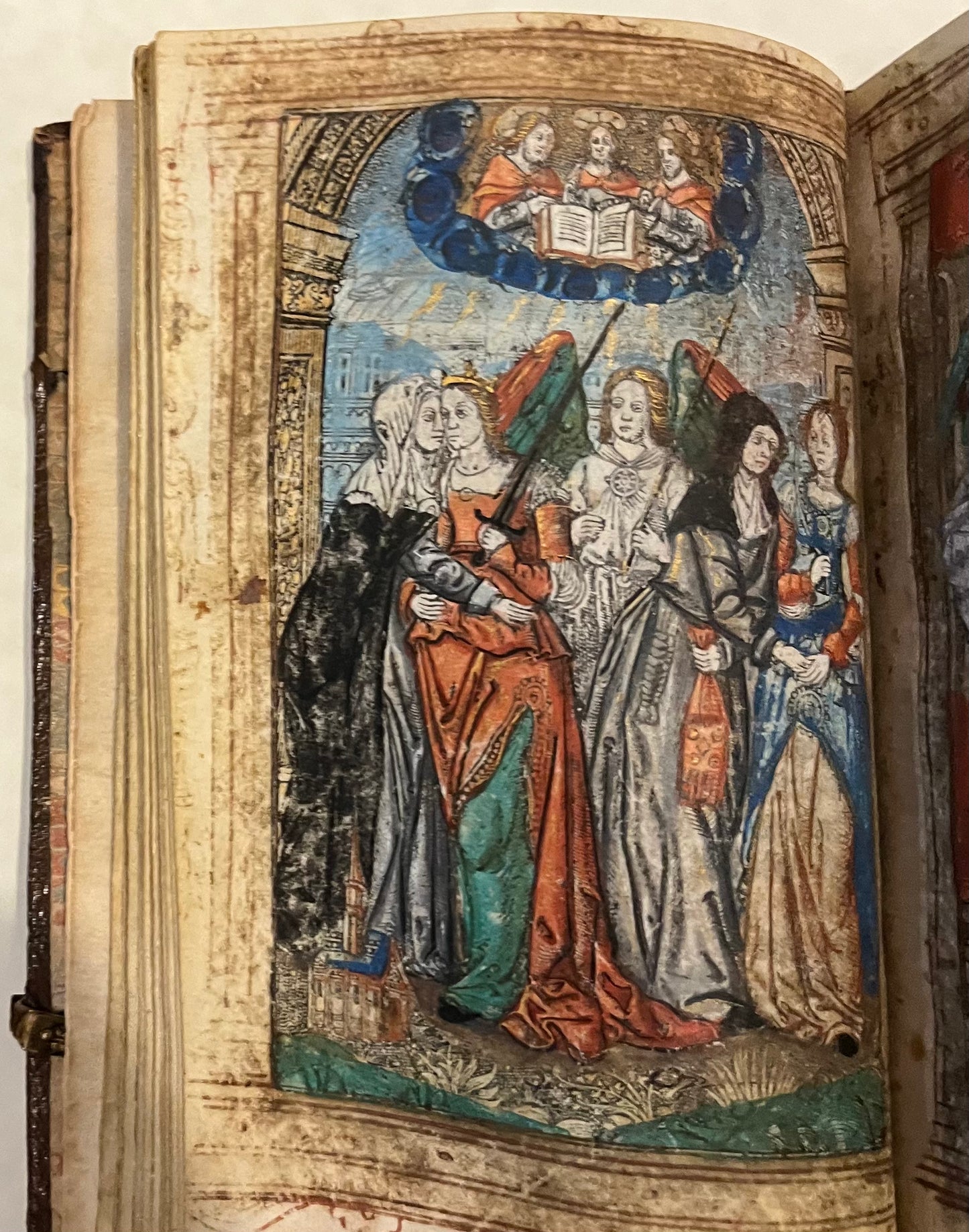 Bound for "Guillaume de Beurges" Keeper of Ravens for Louis XIII - Hardouyn Book of Hours on Vellum - With Title Page, Zodiac man, and 12 Full page Hand illuminated illustrations - c1519
