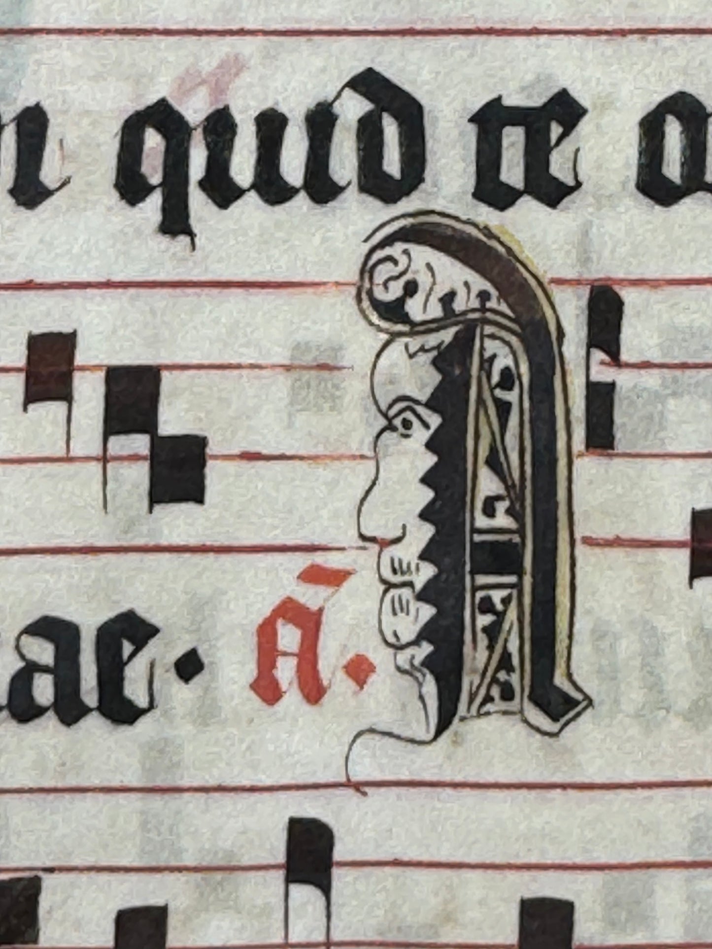 15th century antiphonal fragment with beautiful illuminated "L" for St Lawrence