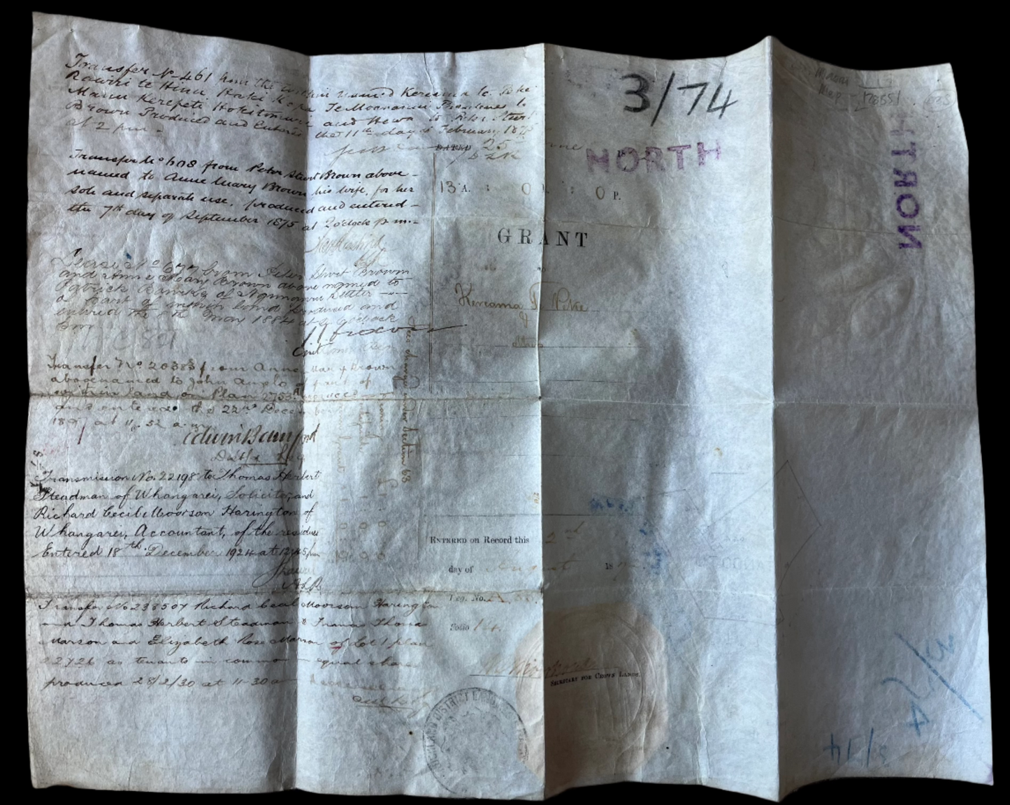 1872 Māori Native Land Grant Ownership - Kereama te Peke, Paratene Te Manu - Ngunguru / Whangerei / New Zealand
