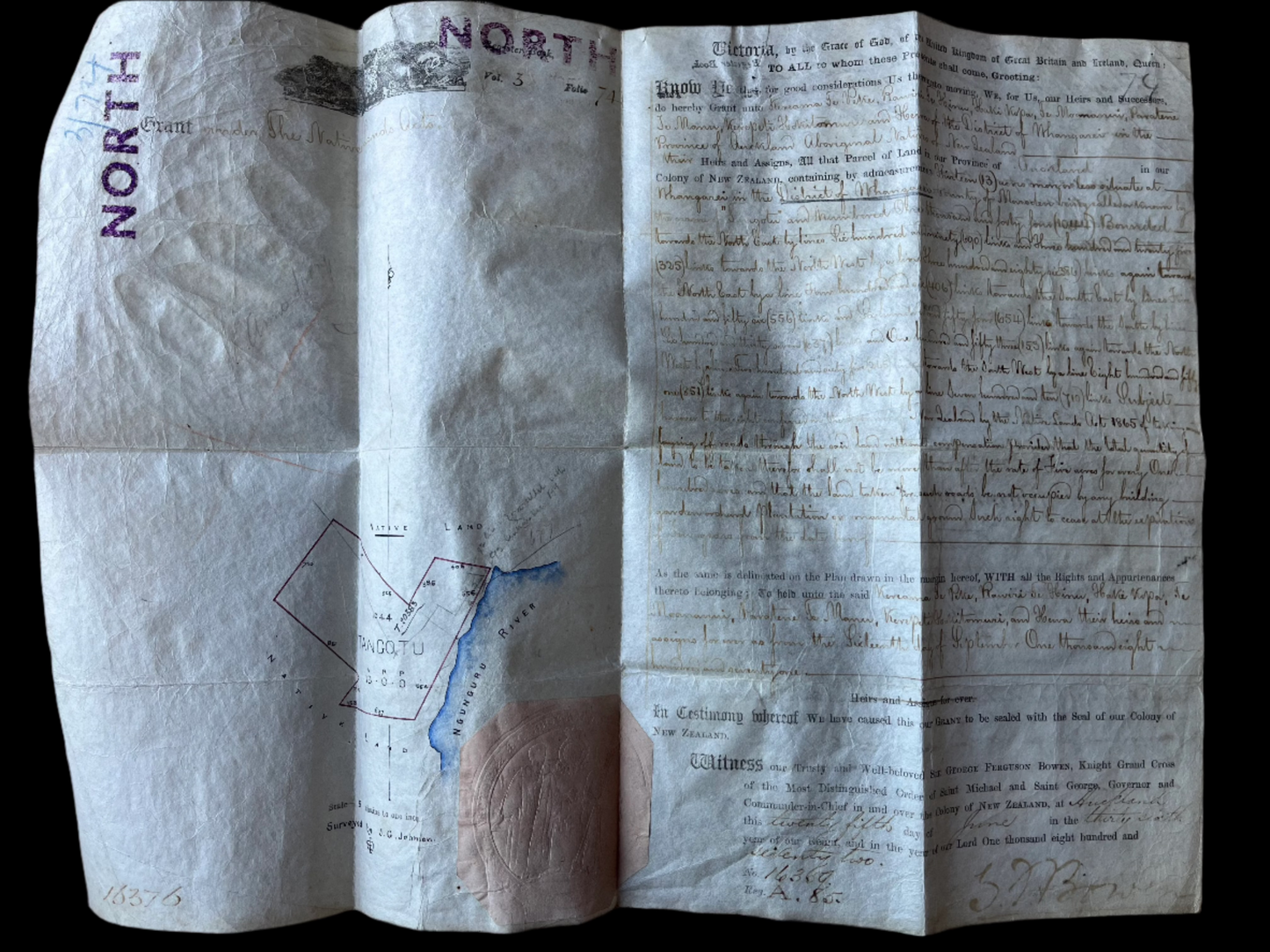1872 Māori Native Land Grant Ownership - Kereama te Peke, Paratene Te Manu - Ngunguru / Whangerei / New Zealand