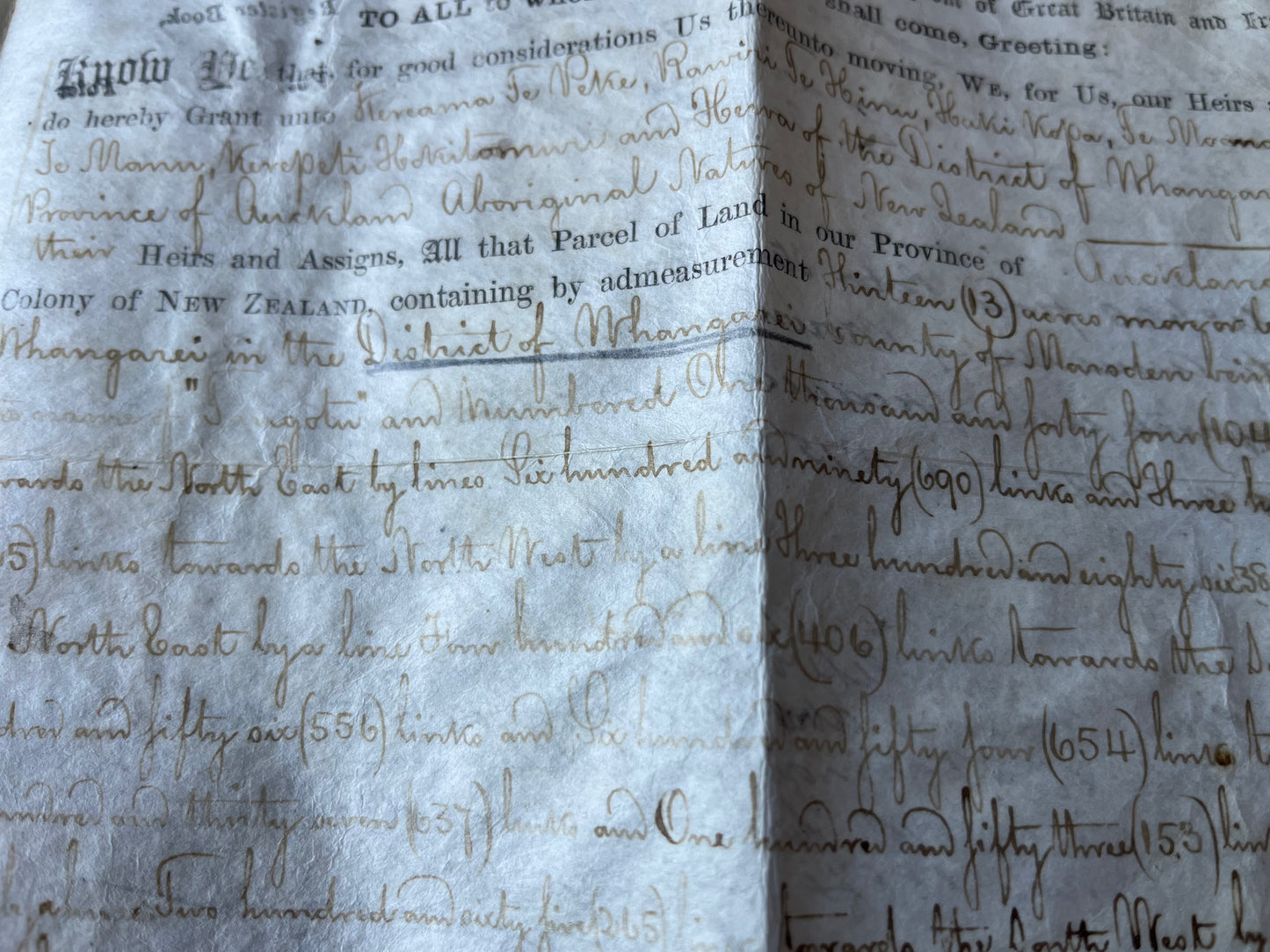 1872 Māori Native Land Grant Ownership - Kereama te Peke, Paratene Te Manu - Ngunguru / Whangerei / New Zealand