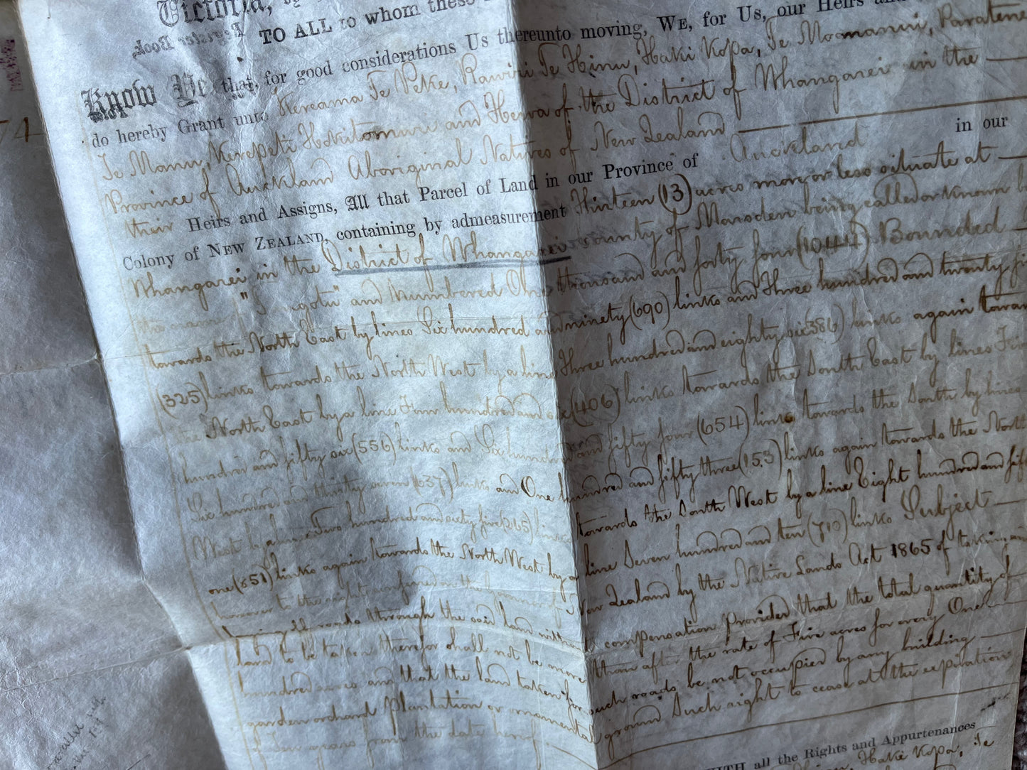 1872 Māori Native Land Grant Ownership - Kereama te Peke, Paratene Te Manu - Ngunguru / Whangerei / New Zealand