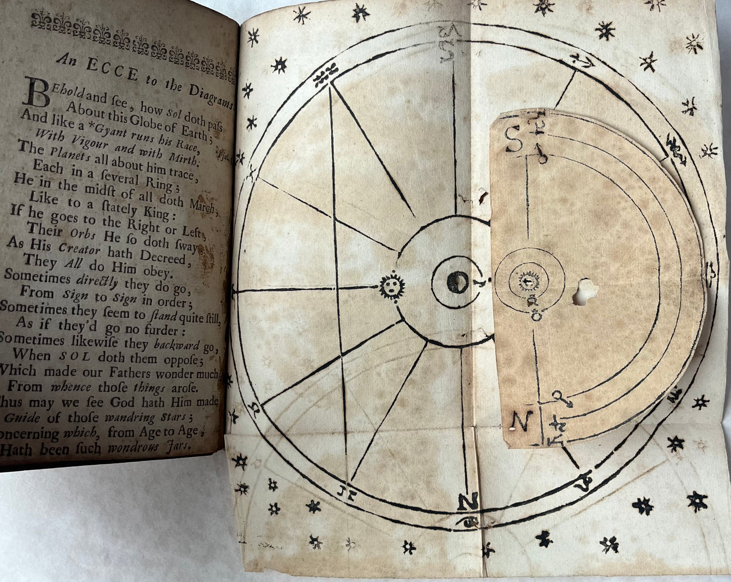 Astronomia Crystallina - 1670 - Rare English anti-copernican tract arguing for a geocentric solar system - With fold out Diagram - No copies recorded at auction