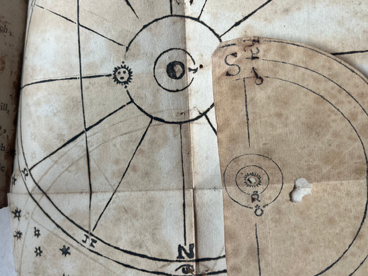 Astronomia Crystallina - 1670 - Rare English anti-copernican tract arguing for a geocentric solar system - With fold out Diagram - No copies recorded at auction