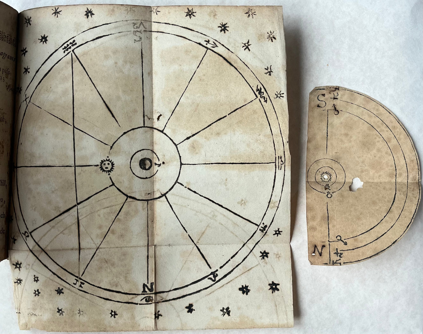 Astronomia Crystallina - 1670 - Rare English anti-copernican tract arguing for a geocentric solar system - With fold out Diagram - No copies recorded at auction