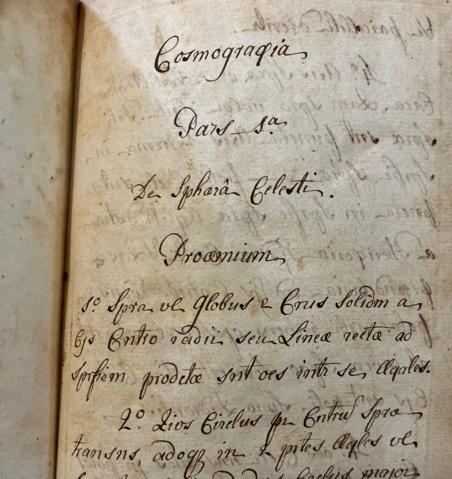 18th Century Latin Manuscript on Astronomy of English Origin - "Cosmographia" - Newtonian Astronomy