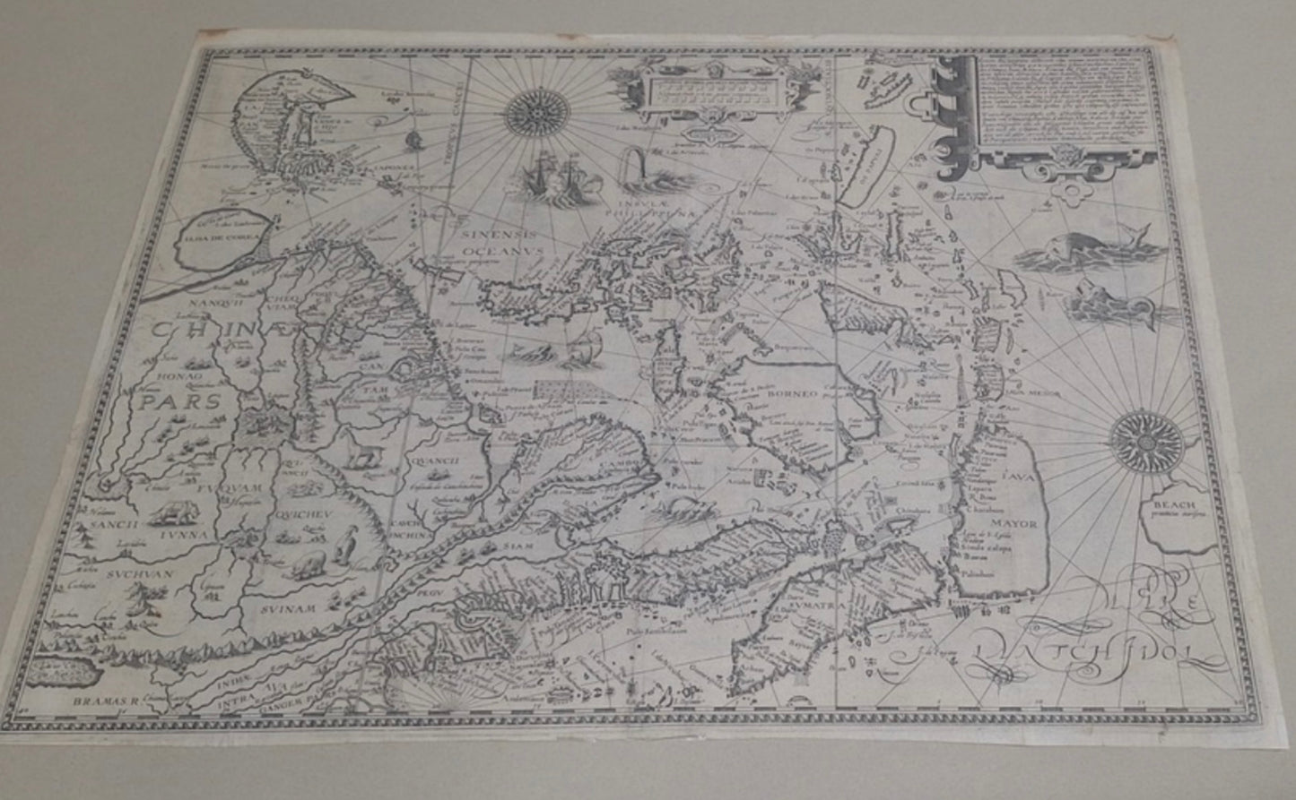 Linschoten - 1596 - "Exacta & Accurata Delineatio cum Orarum Maritimarum tum etjam locorum terrestrium quae in Regionibus China, Cauchinchina, Camboja sive Champa, Syao, Malacca, Arracan & Pegu..."