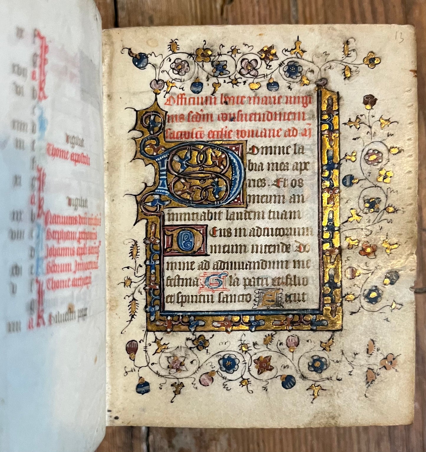 A charming French 15th Century Book of hours likely intended for the private devotion of an English woman - with 5 large illuminated Initials.