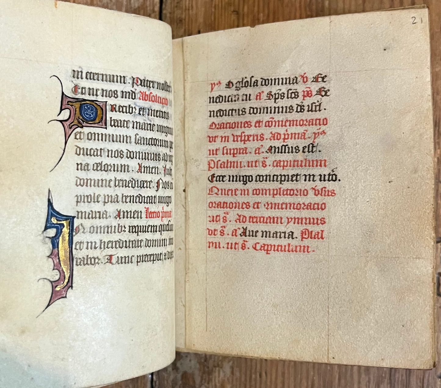 A charming French 15th Century Book of hours likely intended for the private devotion of an English woman - with 5 large illuminated Initials.