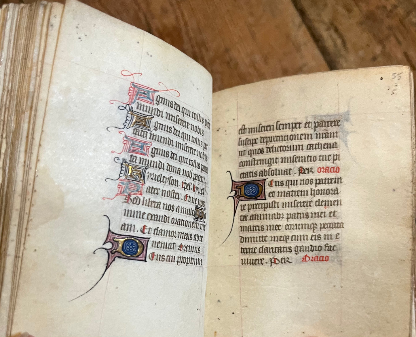 A charming French 15th Century Book of hours likely intended for the private devotion of an English woman - with 5 large illuminated Initials.