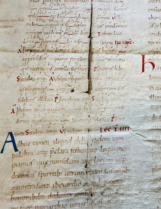c1100 Century Carolingian Minuscule manuscript with neumes - Nocturnes of the Office of All saints - Bede - Likely Norman French or English Origin