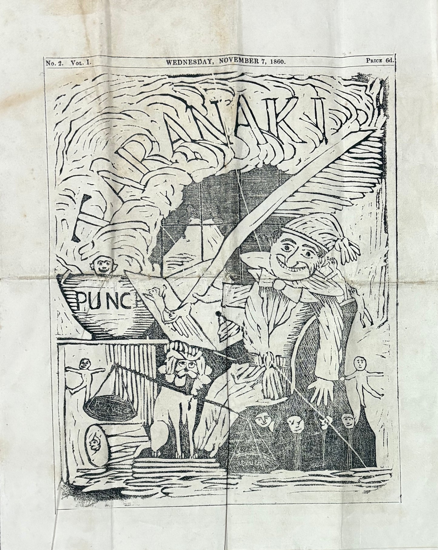 Scarce Early New Zealand Colonial/Settlers Newspaper - "The Taranaki Punch" - "No 2 - Vol 1" - November 1860 - The First Taranaki War - Racism