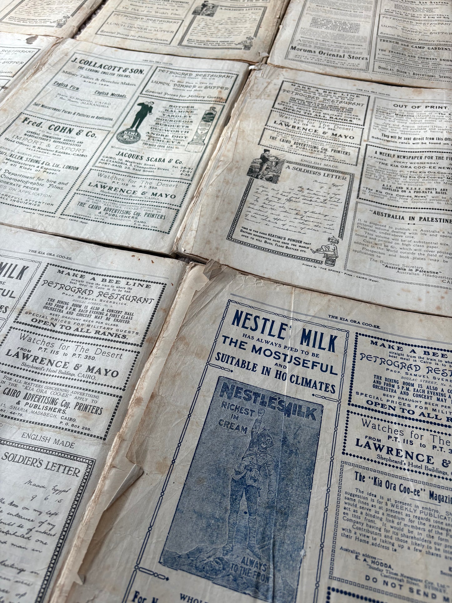 "The Kia Ora Coo-ee" - ANZAC magazine in Egypt, Palestine, Salonica and Mesopotamia - complete run of 10 copies.