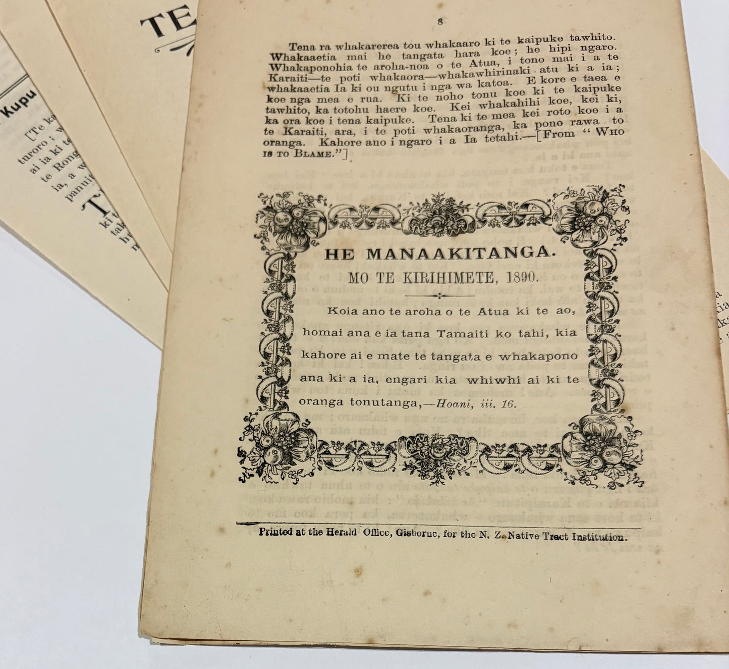 Gisborne printing - "Te Karere O Te Rongo Pai" - 4 Editions (No 14, 24, 26, 28) - Includes "Mo Te Kirihimete"