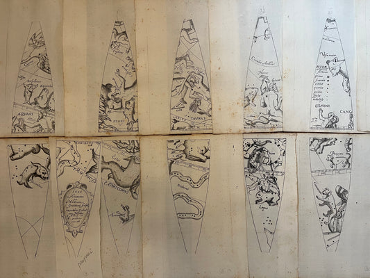 23 Manuscript Celestial Globe Gores - "1626 Auenioni per Matheum Greuteru. Sculpt. exeudebat Gulielmus Nicolai C. Sauary. et B. Gaullier exeudit" - Matthaeus Greuter