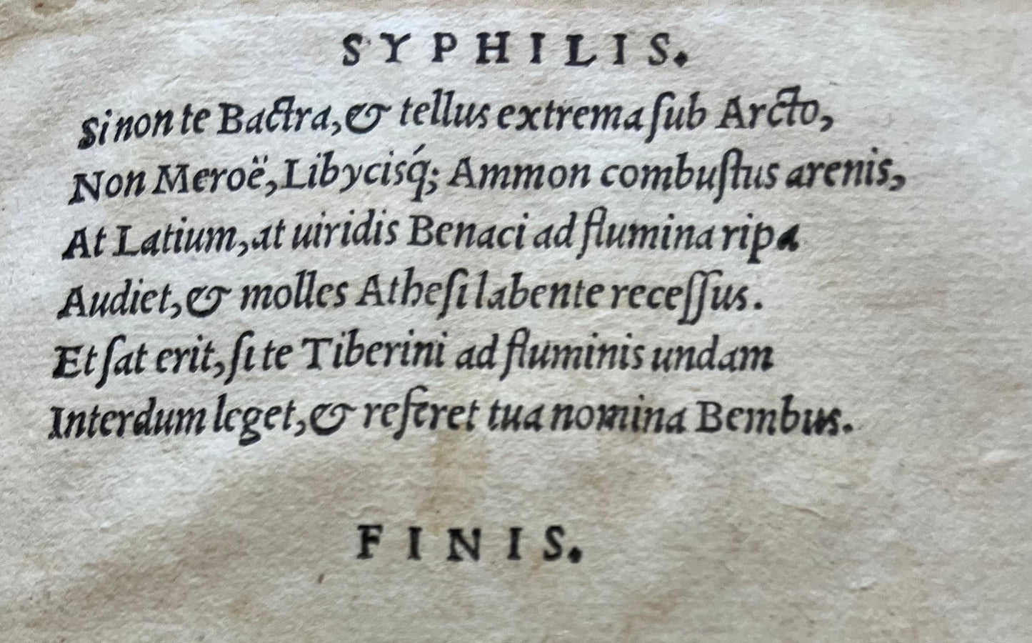 Syphilis sive morbus Gallicus - 1536 - Early (3rd) Edition of this seminal work - Fracastoro