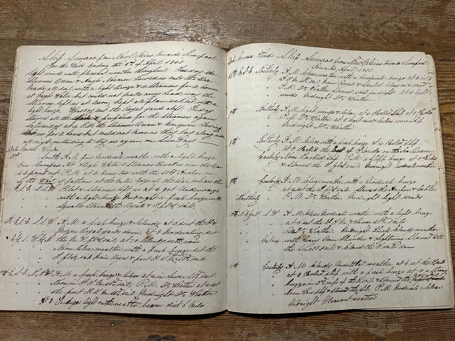 Journal and ships log written by the Liverpool seaman, John Gould, from 1852 to 1868. Includes voyages to New Orleans and San Francisco, and a fascinating list of ships seen in Liverpool harbour from 1867-8.