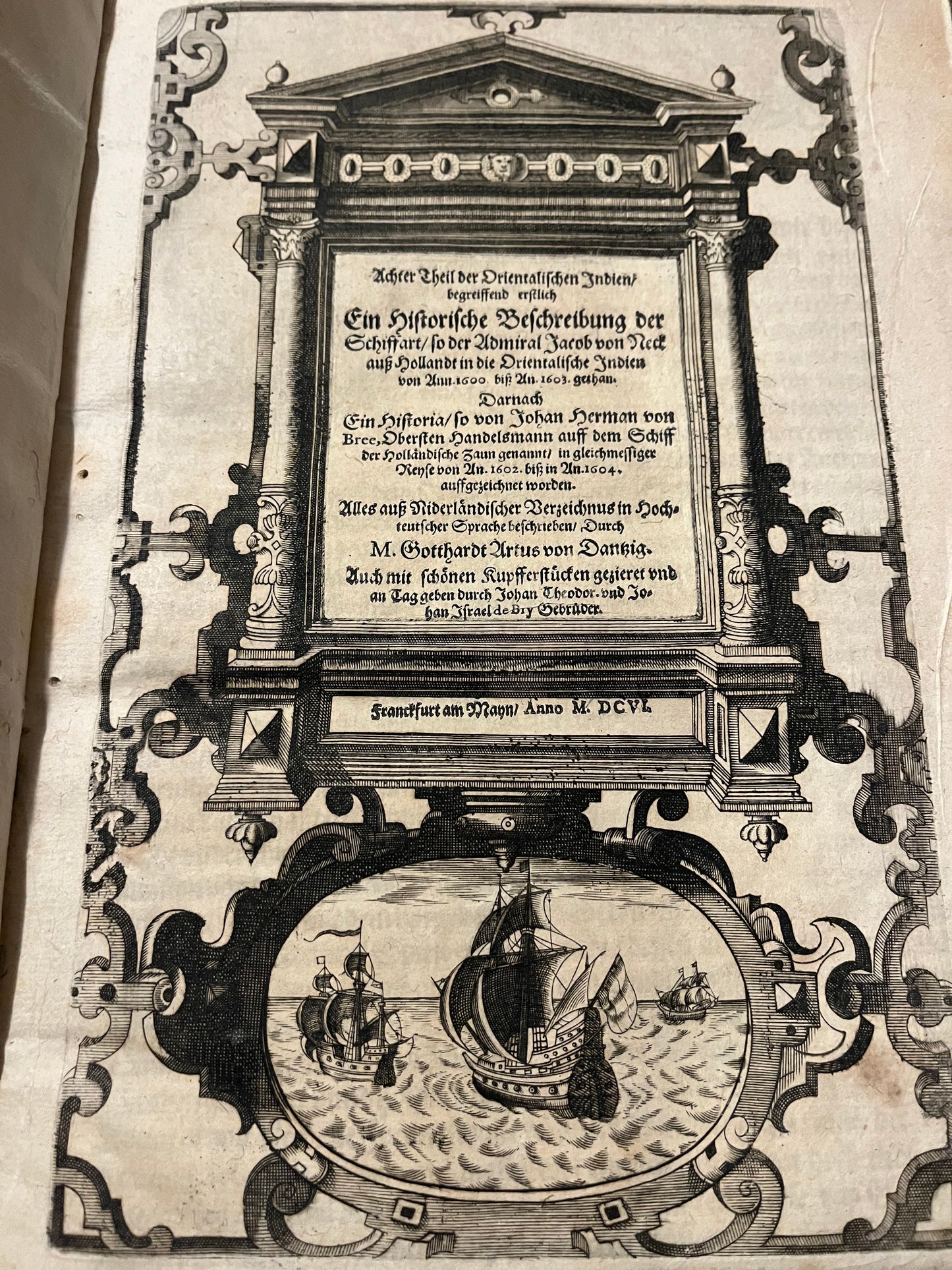 De Bry Petits Voyages part 8 - Achter Theil der Orientalischen Indien - Contemporary vellum binding with ties and handwritten title - Thailand
