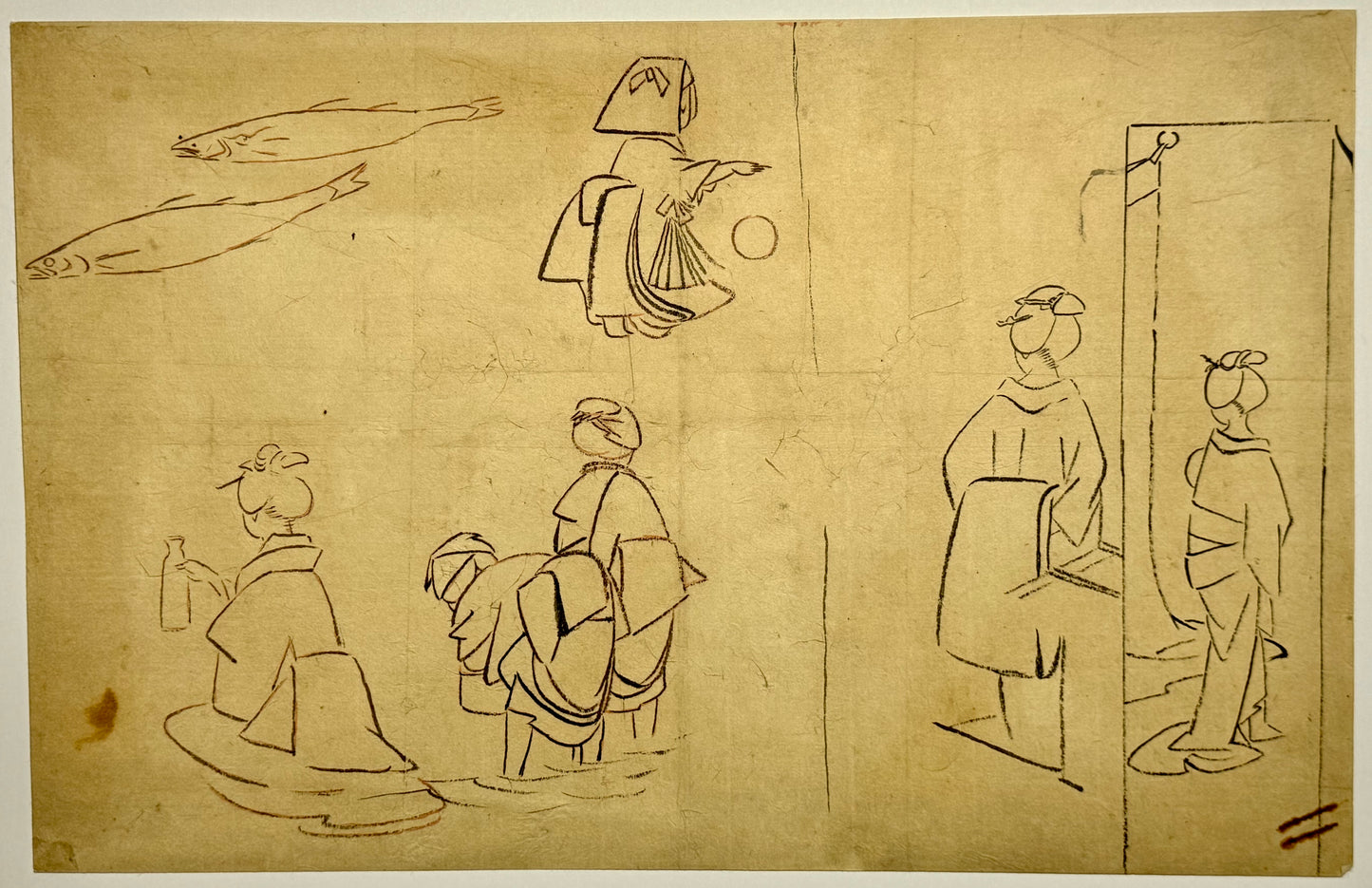 An uncommon 1840s preparatory drawing attributed to Hiroshige.