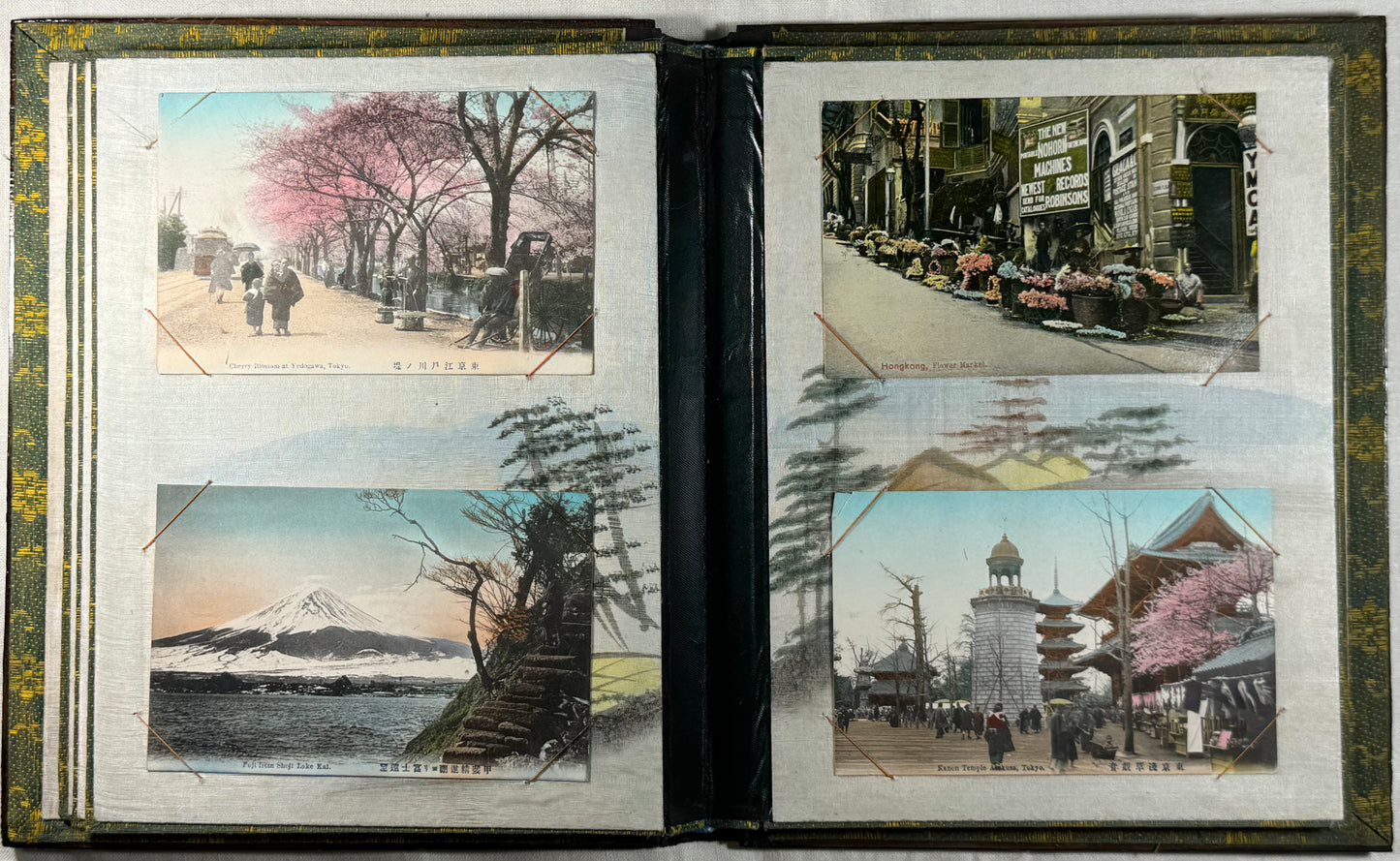 Late Meiji Japanese lacquer postcard album