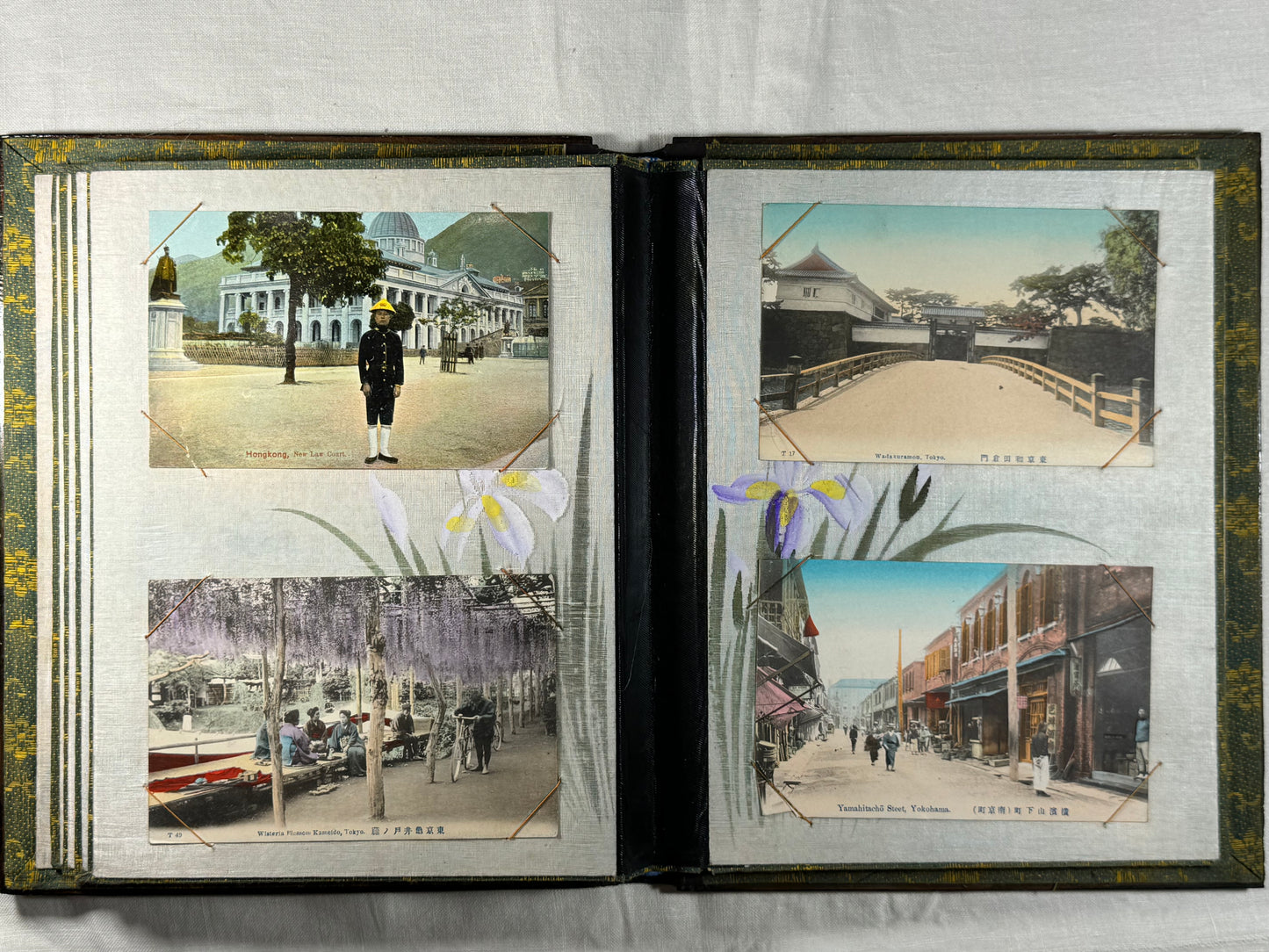 Late Meiji Japanese lacquer postcard album