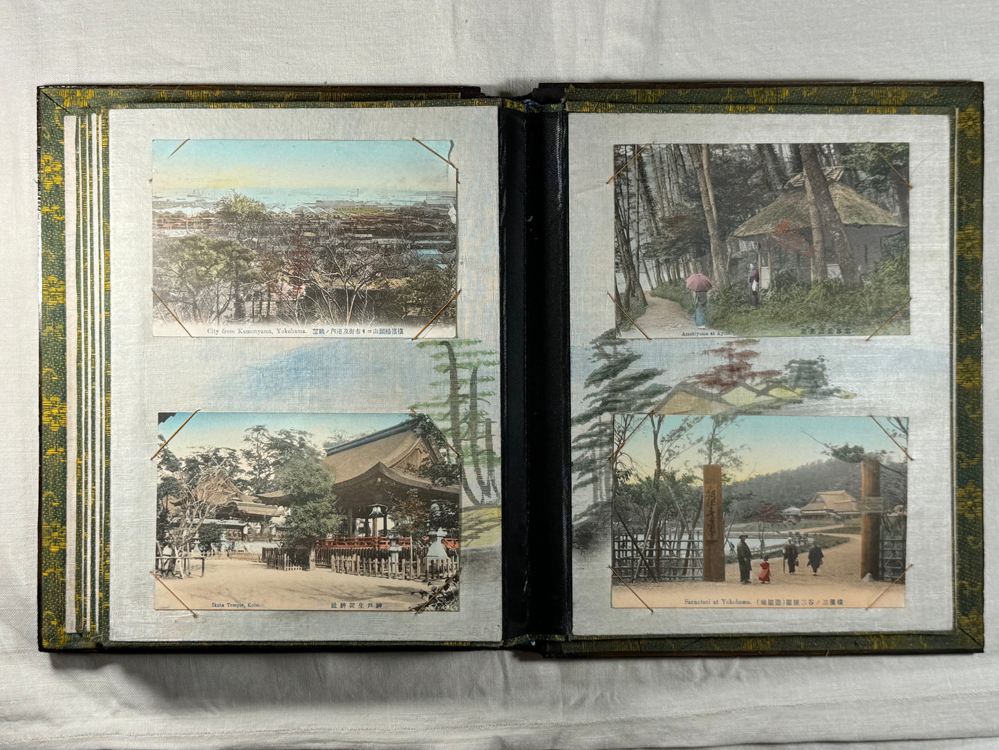 Late Meiji Japanese lacquer postcard album
