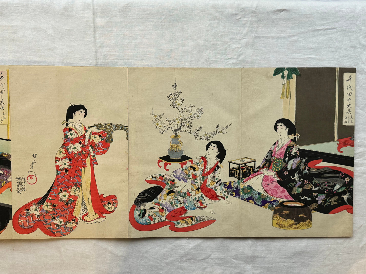 Chikanobu - “Inside Chiyoda Palace” - silk bound ukiyoe album - 1894