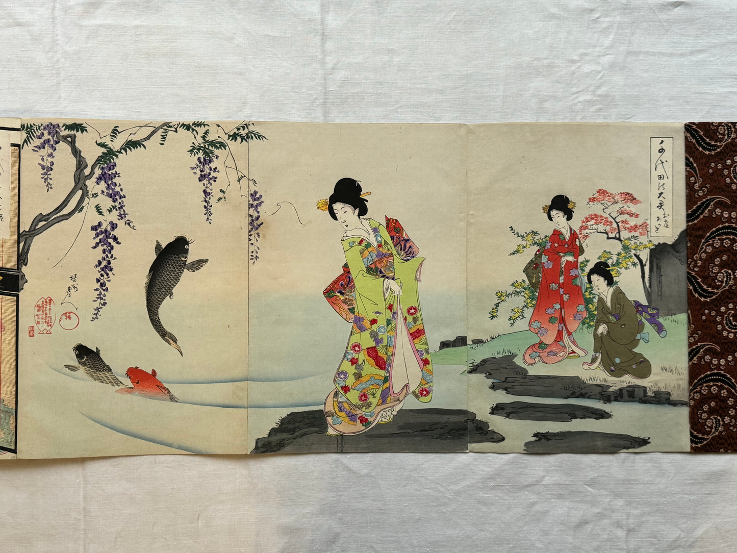 Chikanobu - “Inside Chiyoda Palace” - silk bound ukiyoe album - 1894
