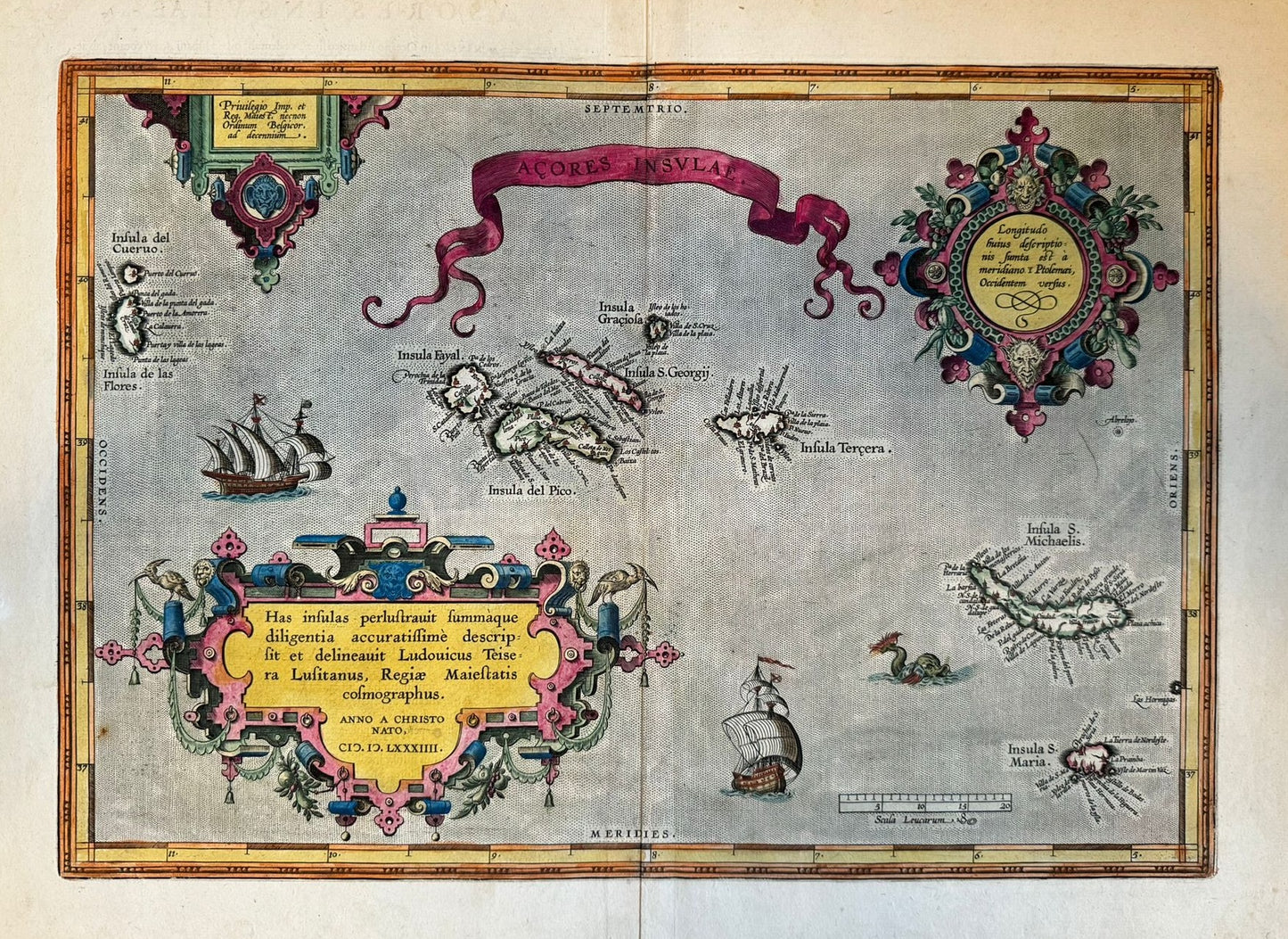 "Açores Insulae" - Azores - Abraham Ortelius (1527 – 1598) - First Published 1584 