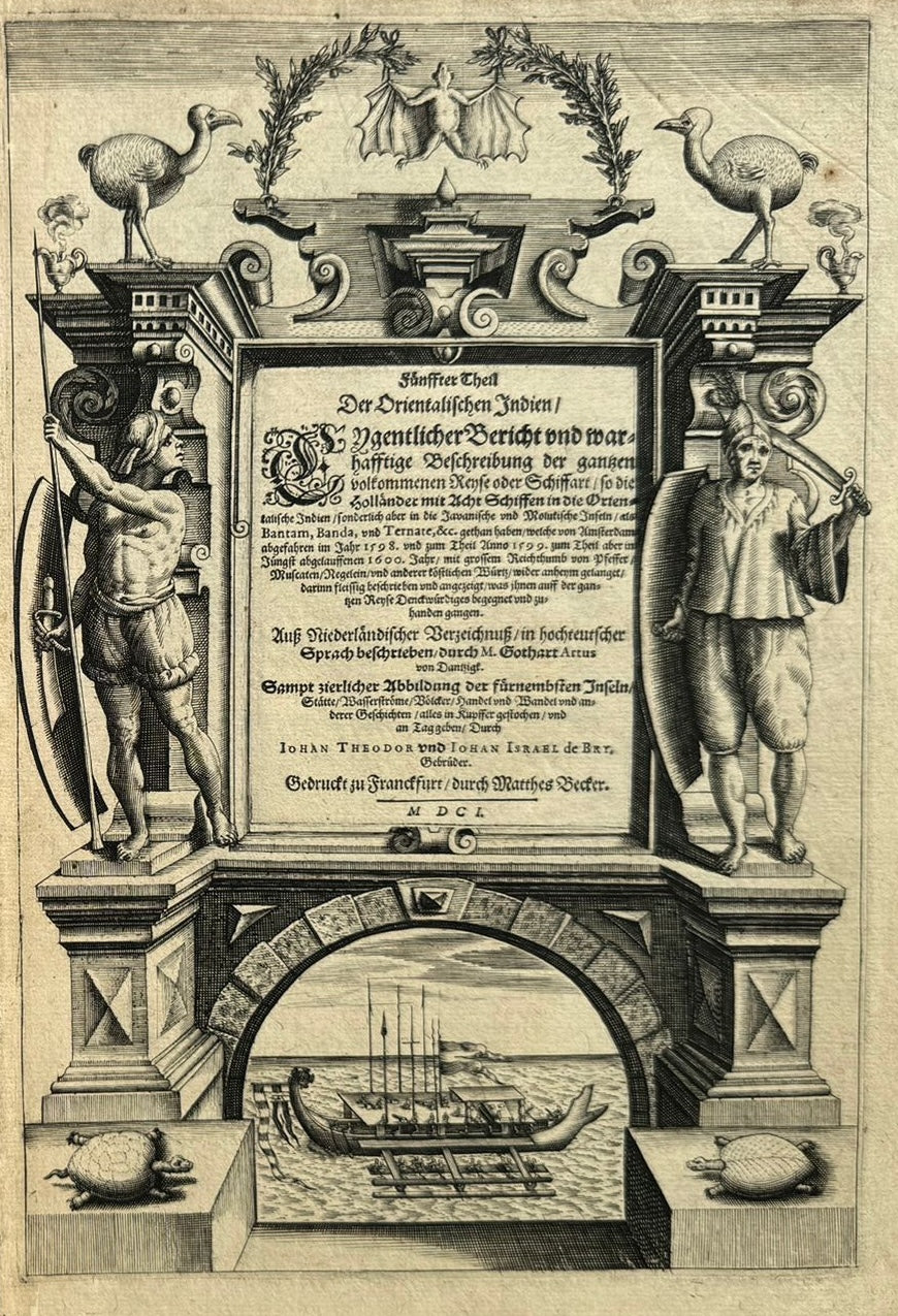Funfter Theil der Orientalischen Indien - De Bry Part 5 Petits Voyages - 1600 - Dodo - Elephant - Mauritius - Malay Language - Voyage of Jacob van Neck and Wybrand van Warwijck