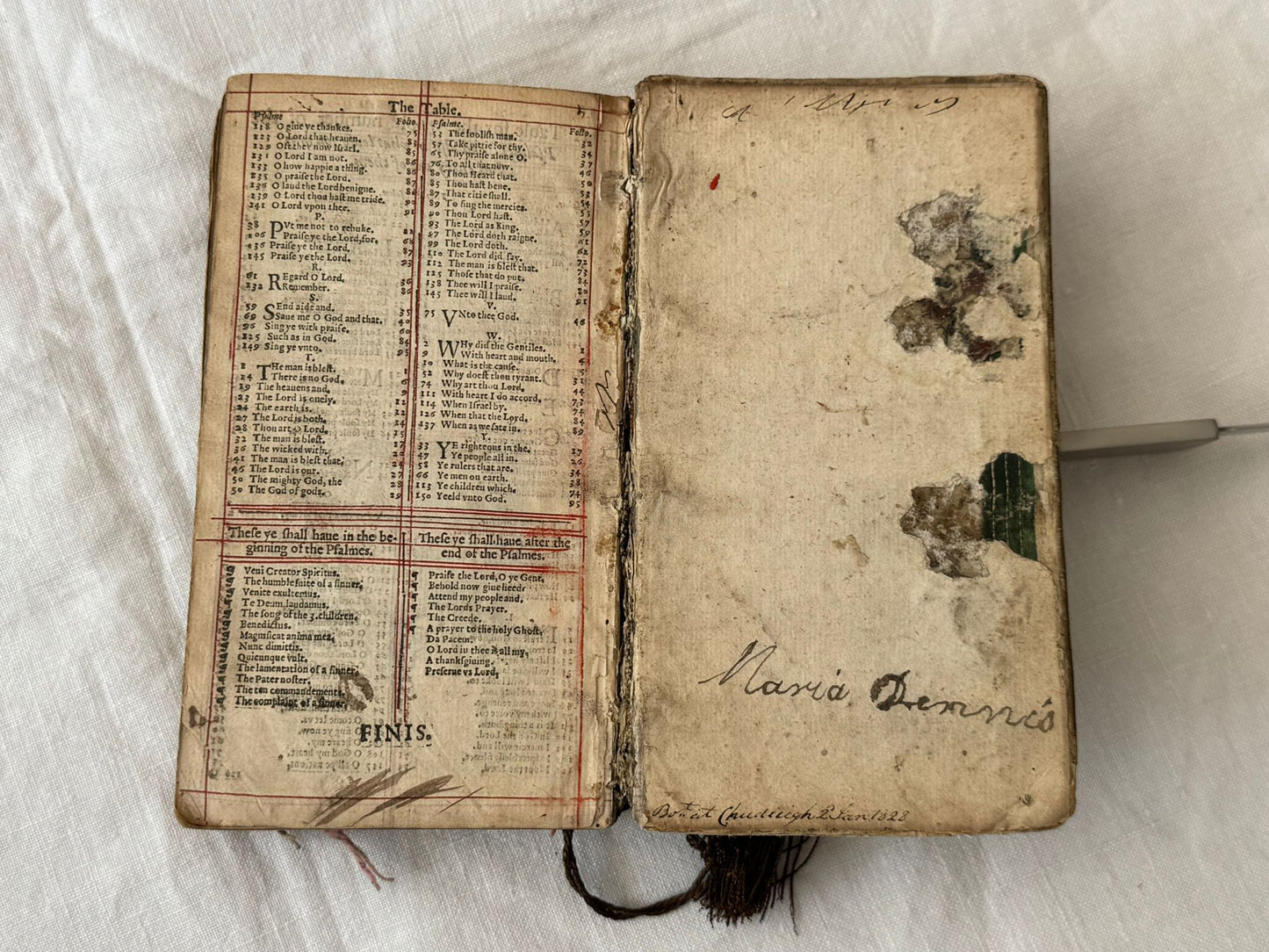 Contemporary Embroidered Binding for a 1632 King James Bible (including the Old and New Testaments and the Book of Psalms) — with 3 generations of Women’s Ownership