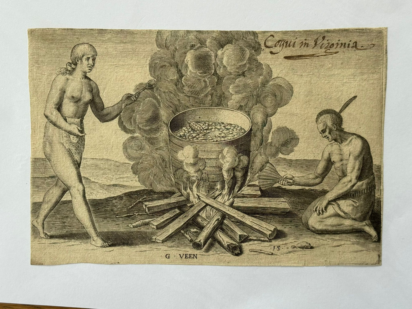 Two De Bry Prints - BBQ and cooking - Florida and Virginia
