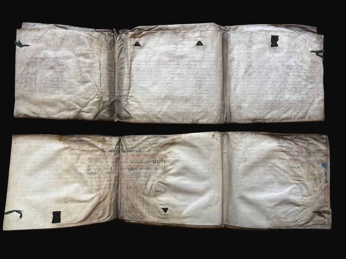 An archive of Nine vellum deeds documenting the enslaved populations of the Upper and Lower Pearl Estates in St Andrew's, Grenada, from 1826-1828, and their subsequent sale in 1830.