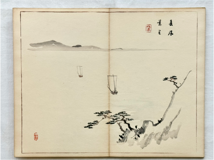 A beautiful set of images depicting traditional Japanese landscapes, birds and flowers by Taki Katei